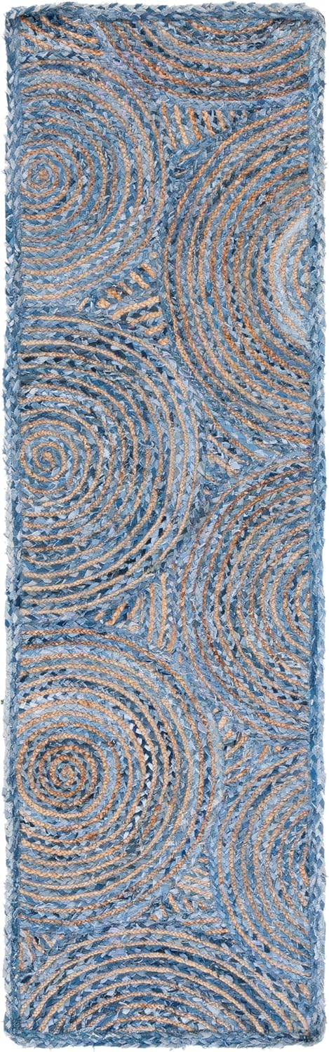 SAFAVIEH Cape Cod Bora Geometric Runner Rug, Blue/Natural, 2'3" x 8'