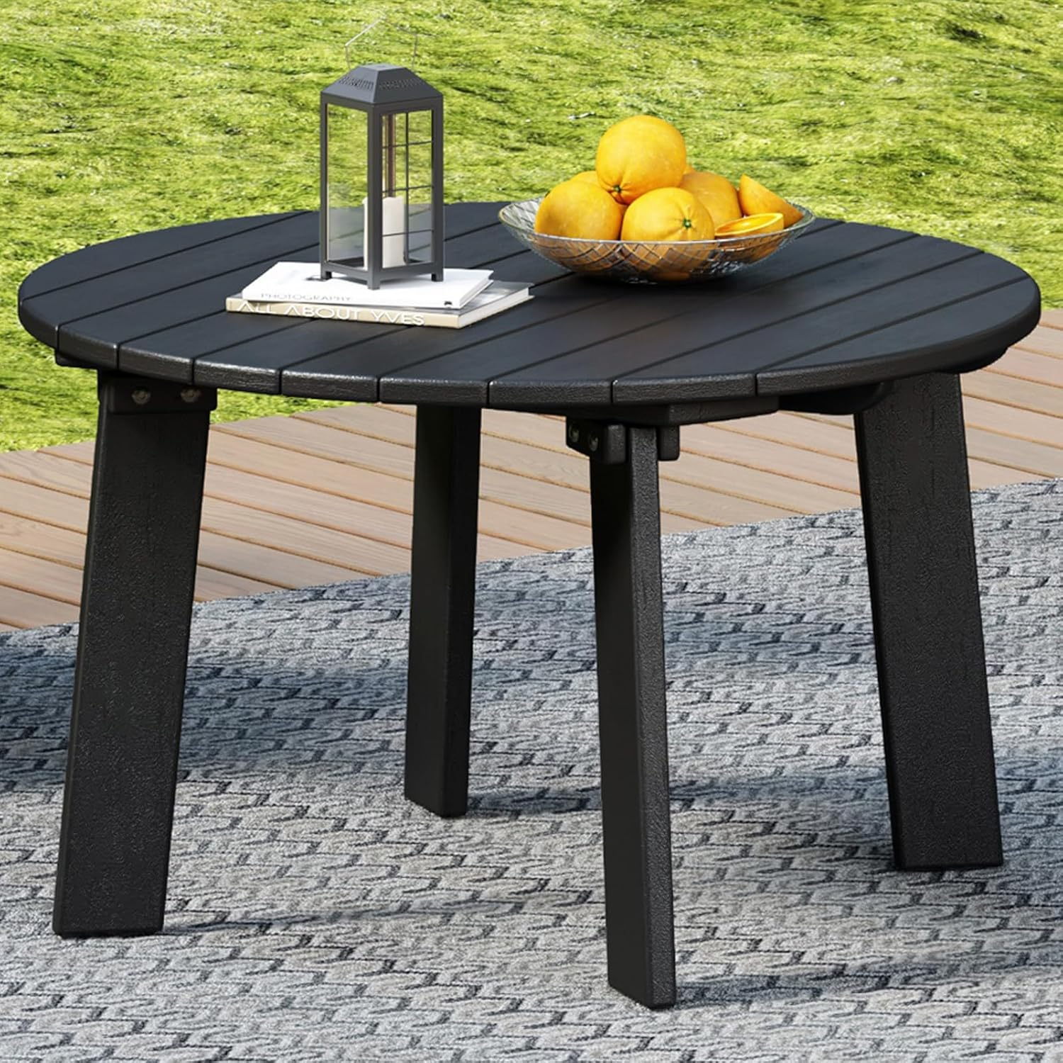 White Round Plastic Outdoor Adirondack Side Table