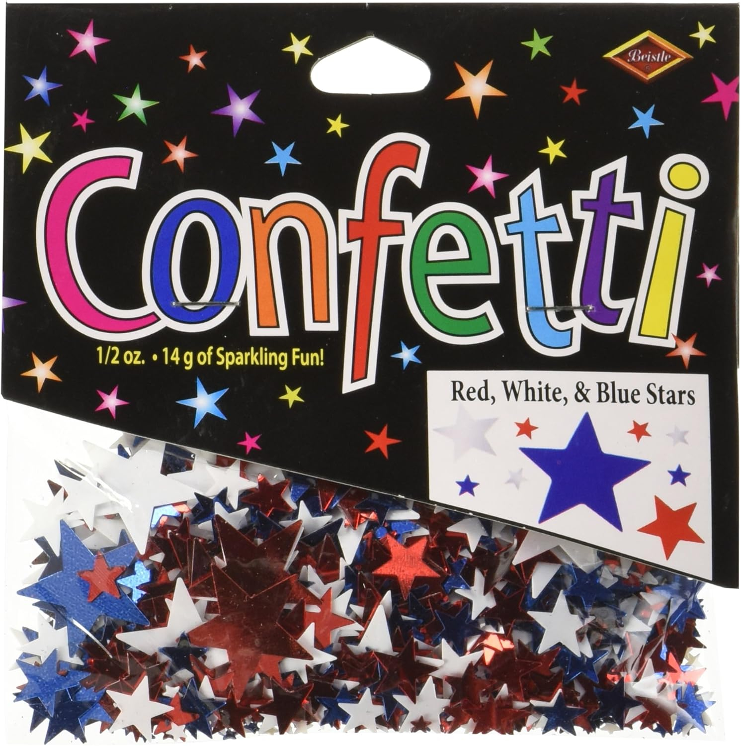 Beistle Red, White & Blue Stars Confetti, 4 bags of .5 oz (4/Pkg) Multicolored