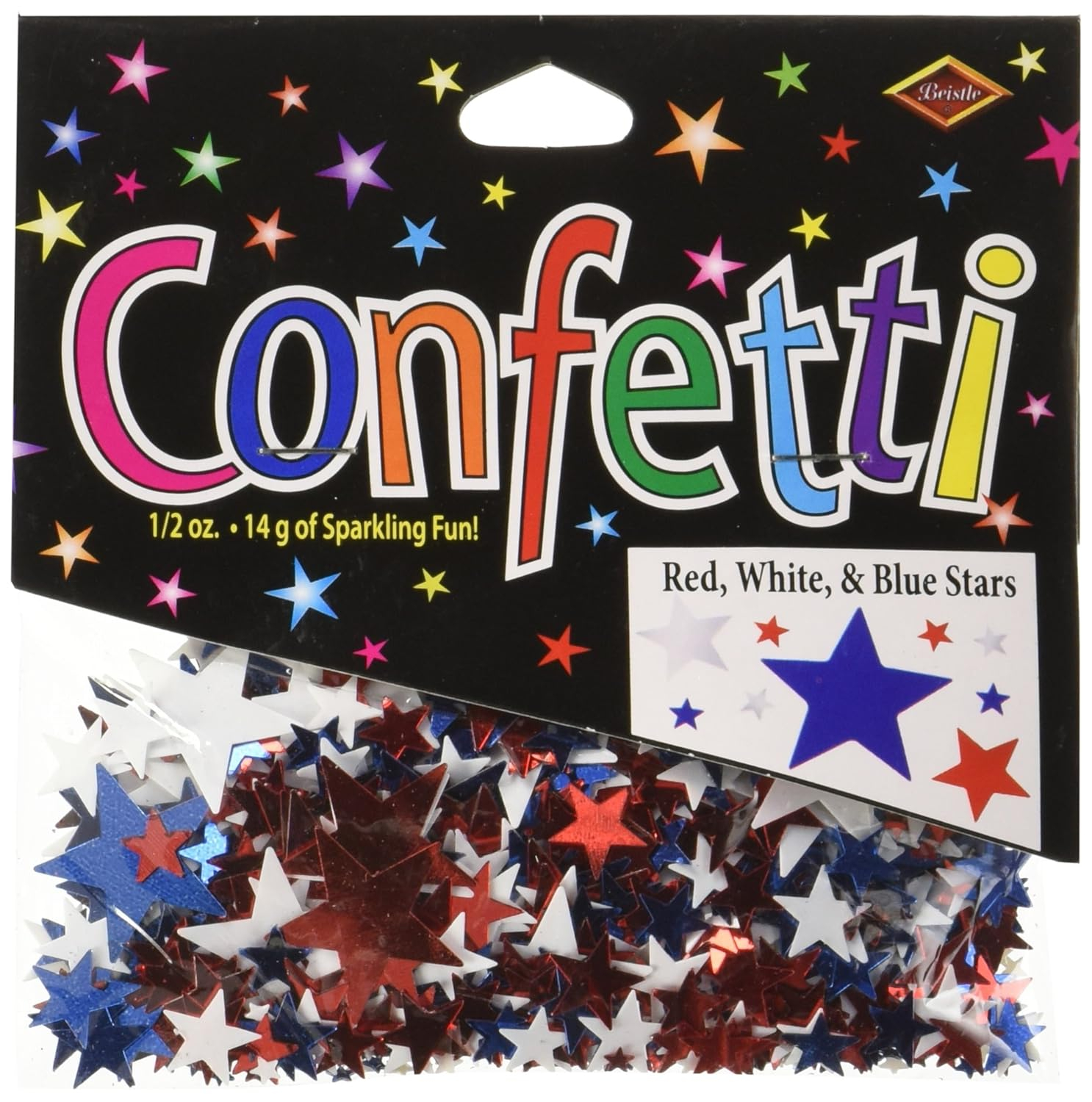 Beistle Red, White & Blue Stars Confetti, 4 bags of .5 oz (4/Pkg) Multicolored