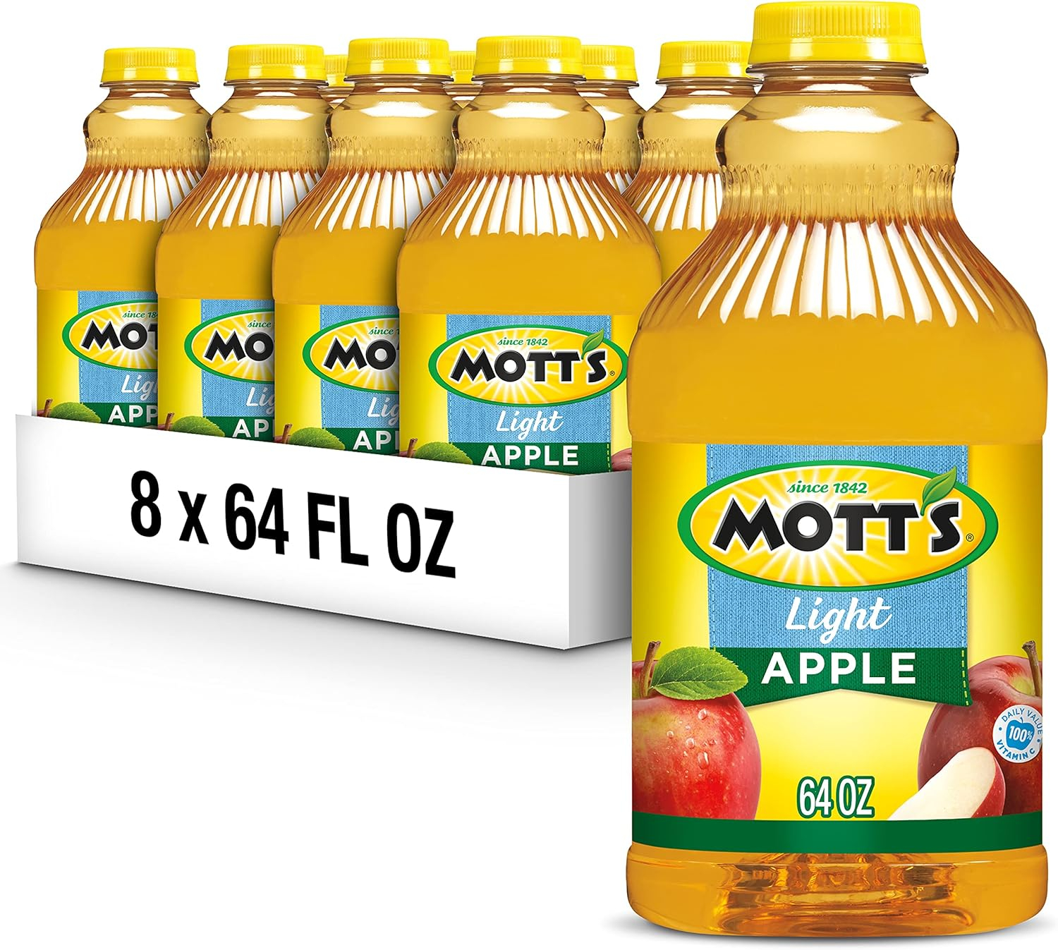 Mott's Apple Light Juice Drink, 64 Fl Oz Bottle (Pack Of 8), 42% Fruit Juice With 50% Fewer Calories Than 100% Apple Juice, Excellent Source Of Vitamin C