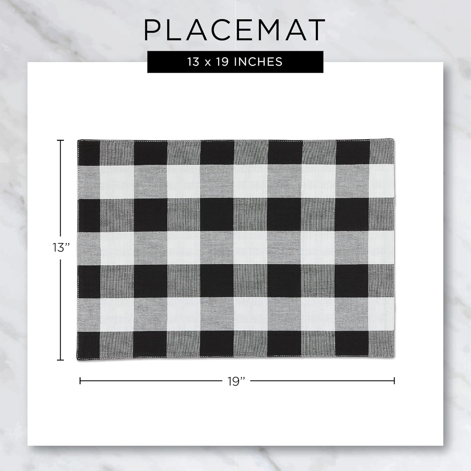 Stone Heavyweight Check Fringed Placemat (Set of 6)