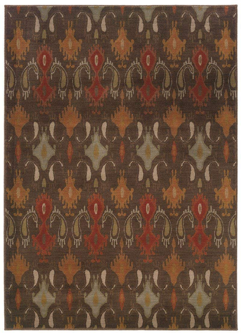 Oriental Weavers 4447A Casablanca Area Rug, 6-Feet 7-Inch by 9-Feet 6-Inch, Brown/Orange