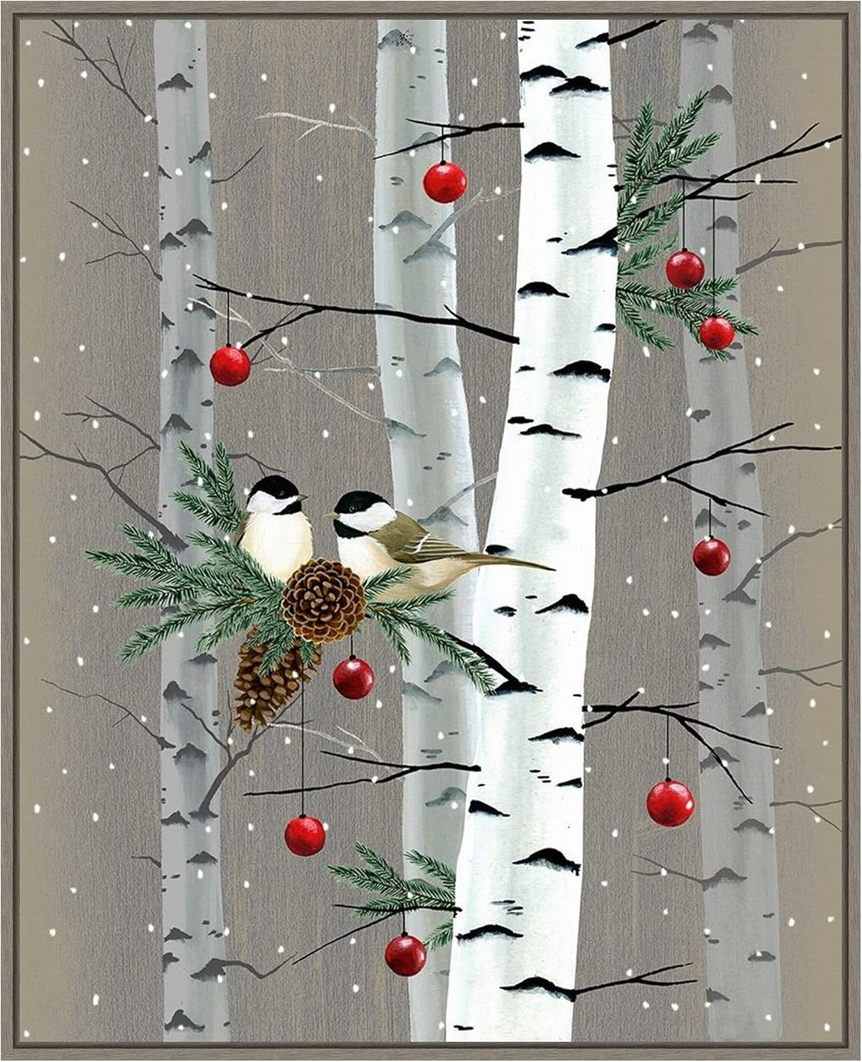 Amanti Art Framed Canvas Wall Art 28x23 Birch Birds II by Grace Popp, Framed Wall Art Canvas, Animals Artwork, Rustic Farmhouse Decor, Medium Poster Painting for Living Room, Bedroom, Bathroom
