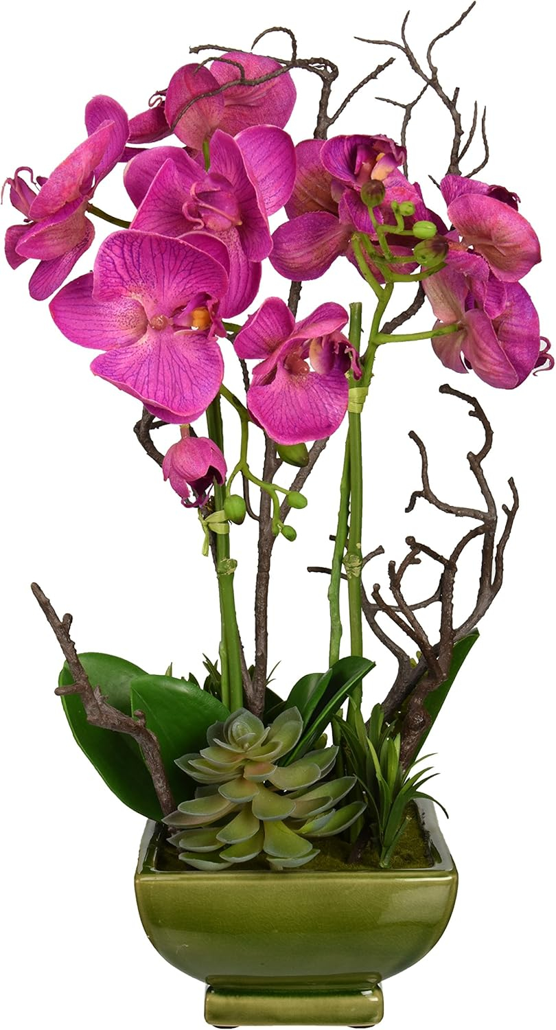 Nearly Natural 21-Inches Dark Pink/Green Indoor Desktop Silk Artificial flower