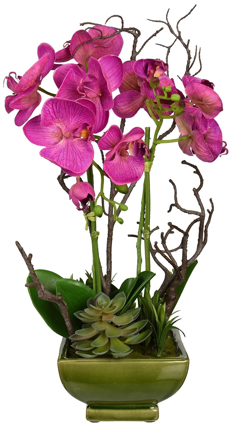Nearly Natural 21-Inches Dark Pink/Green Indoor Desktop Silk Artificial flower