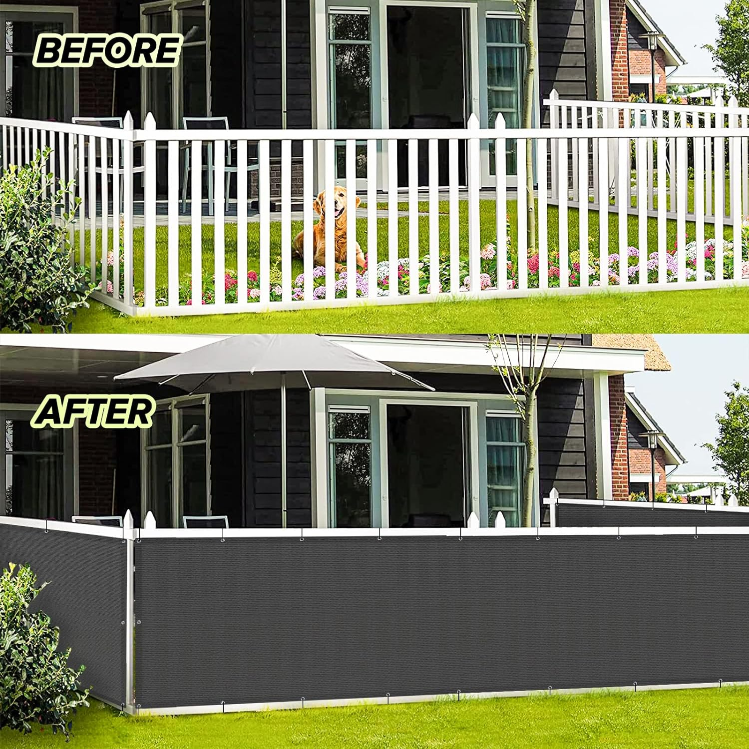 LOVE STORY 3' x 10' Balcony Privacy Screen Fence Cover Mesh for Deck Patio Porch Railing, Charcoal