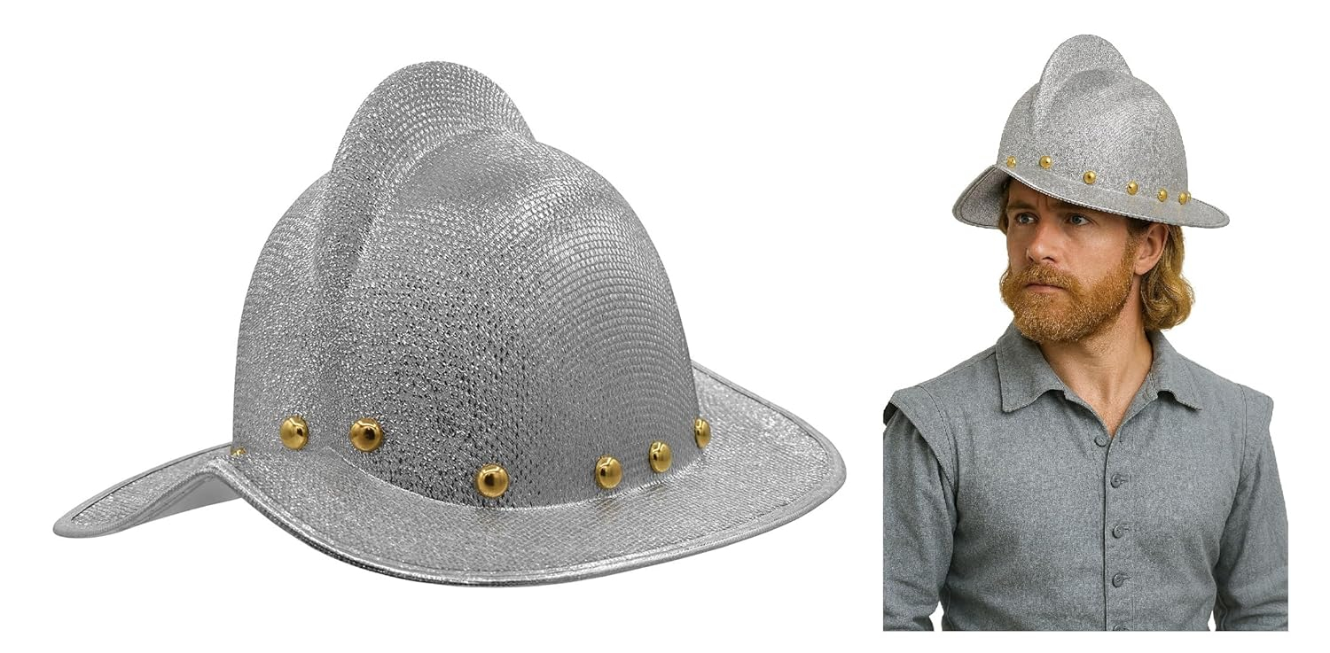 Nicky Bigs Novelties Adult 16th Century Silver Knight John Smith Conquistador Hat Helmet Costume