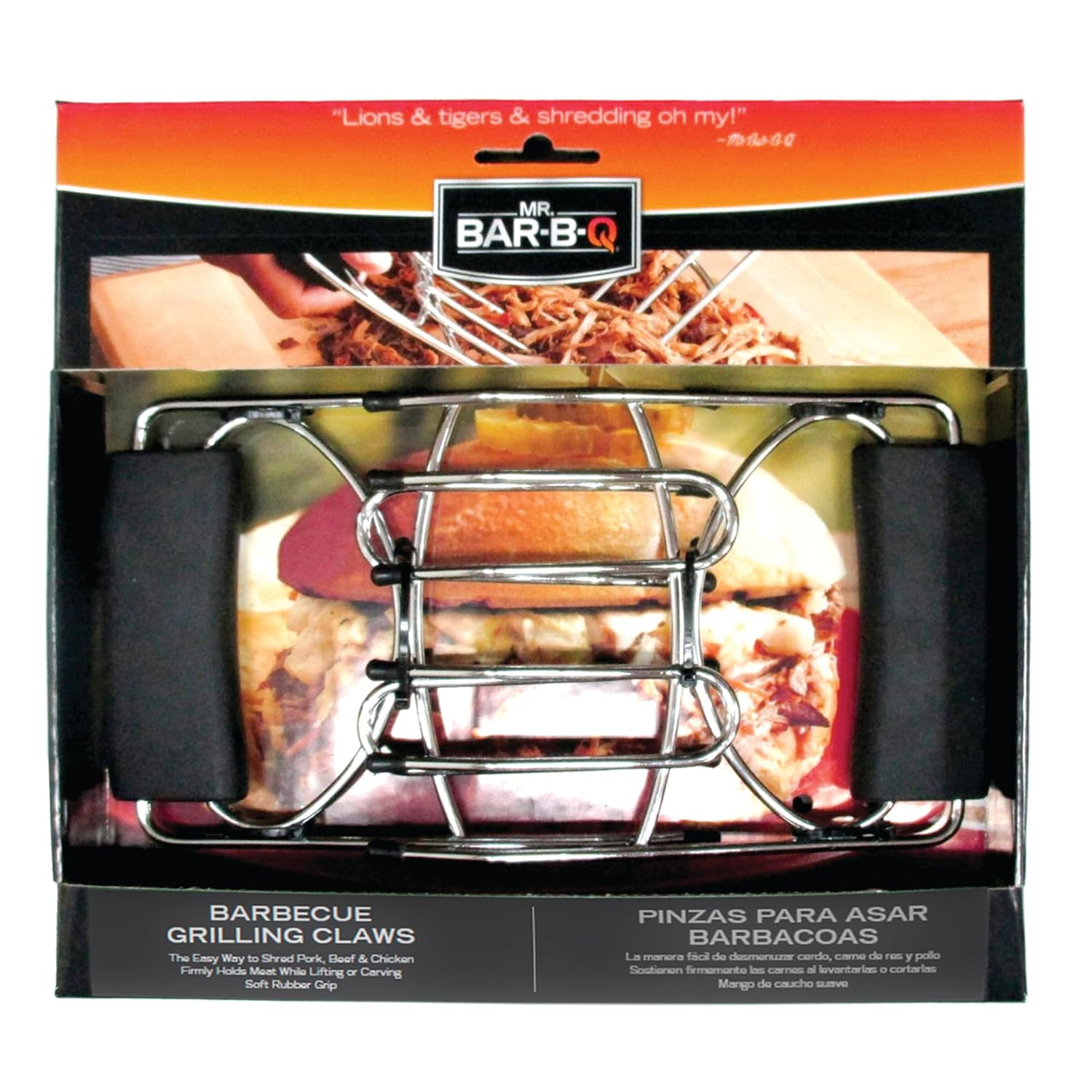 Heavy-Duty Stainless Steel Meat Shredding Claws with Black Rubber Handles