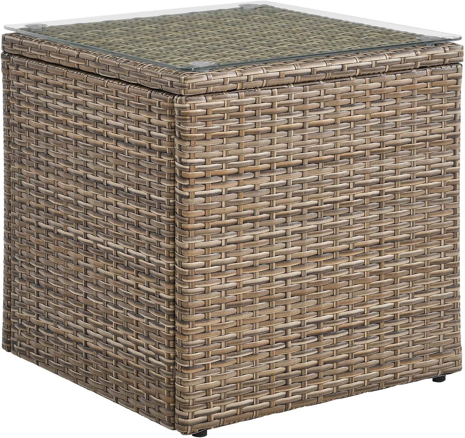 Convene 17.5" Brown Synthetic Rattan Outdoor Side Table