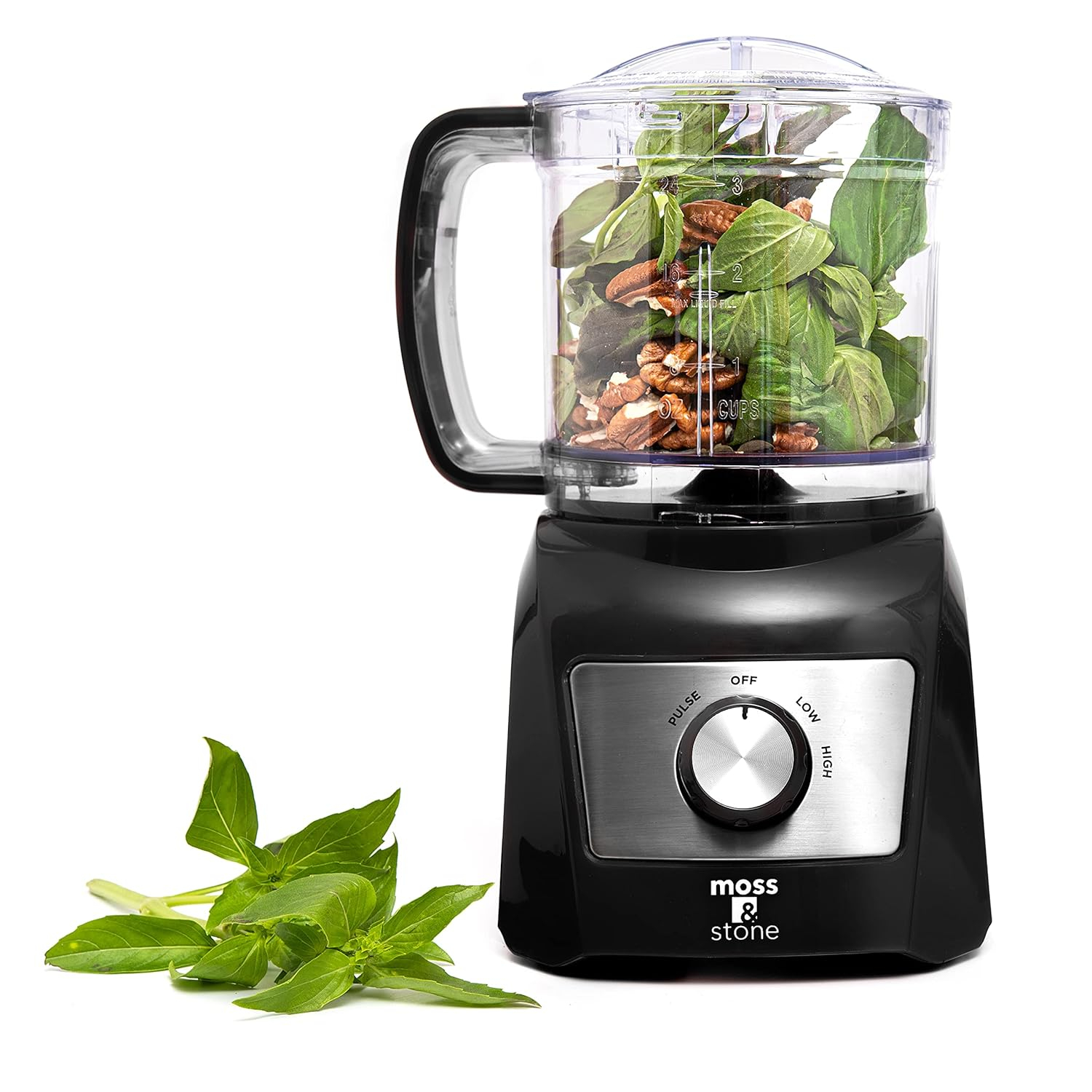 Moss & Stone 8-Cup Black Food Processor, Electric Chopper & Grinder, 500W