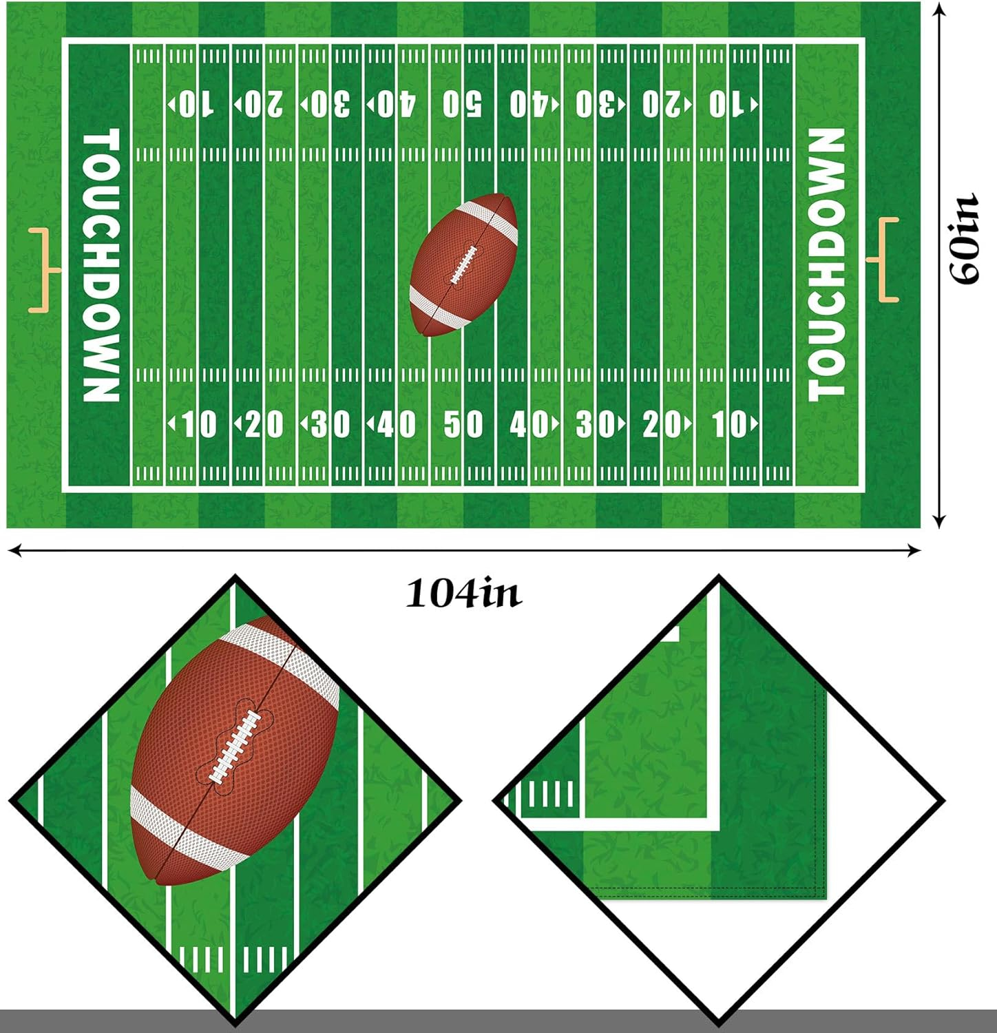 American Football Field Tablecloth Game Time Touchdown Sport Themed Party Decoration Kitchen Dining Room Home Rectangular Table Cover 60×104inch