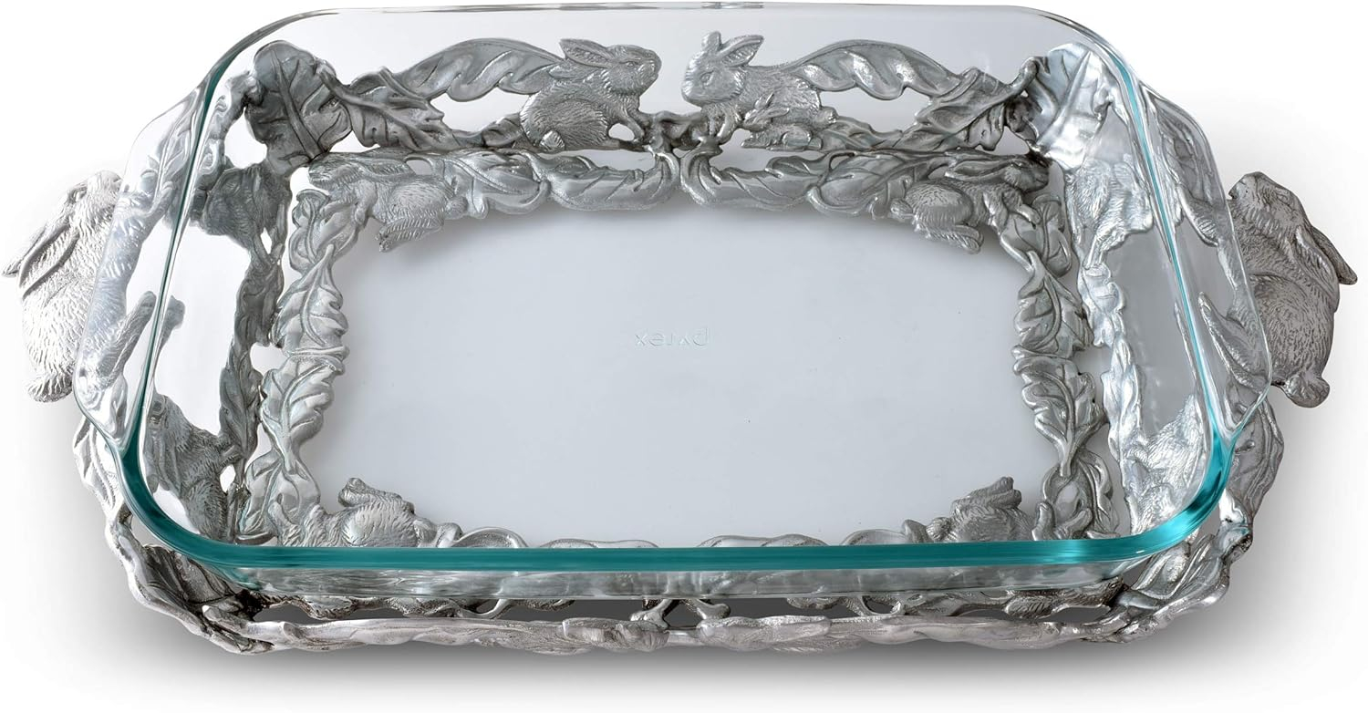 Silver Bunny Aluminum and Glass 3-Quart Casserole Dish
