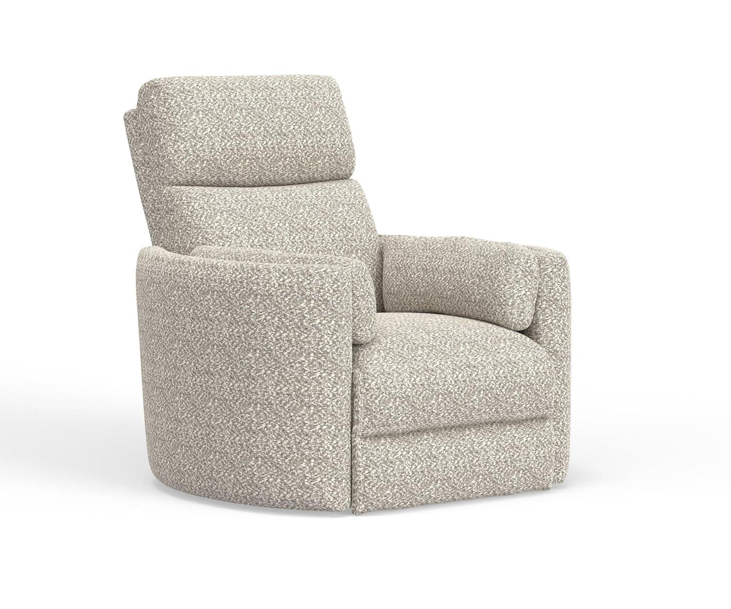 White Contemporary Swivel Recliner with Wood Accents
