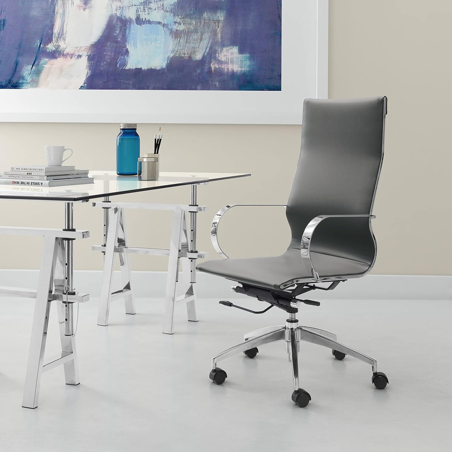 Zuo Modern Glider High Back Office Chair Gray