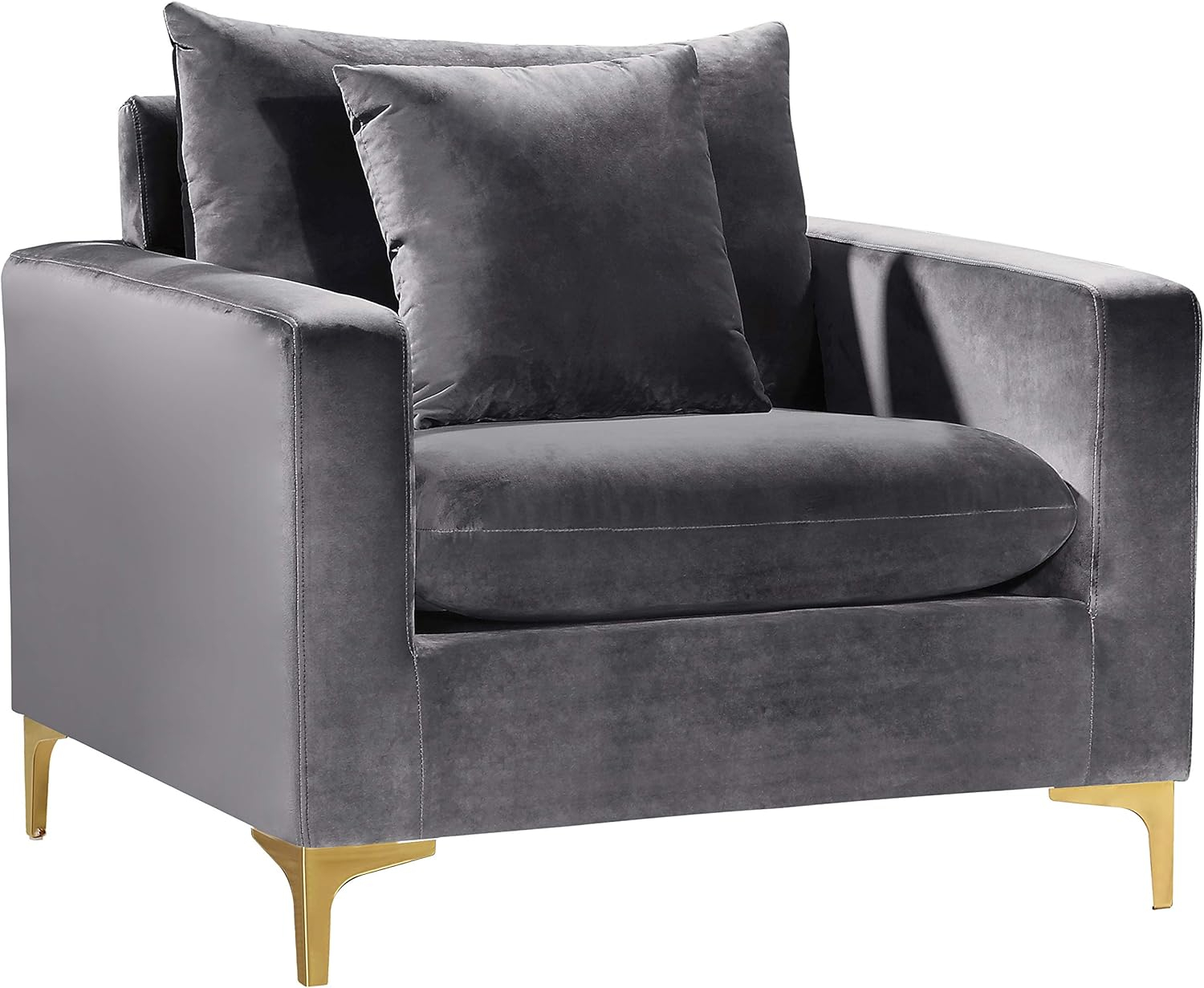 Meridian Furniture Naomi Velvet Accent Chair in Gray