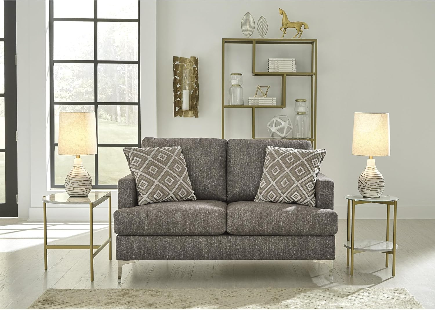 Signature Design by Ashley Contemporary Arcola RTA Loveseat Microfiber Java