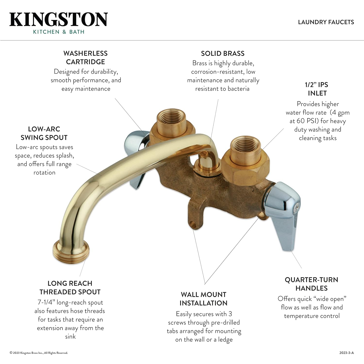 Kingston Brass KF471 Laundry Faucet, Polished Chrome