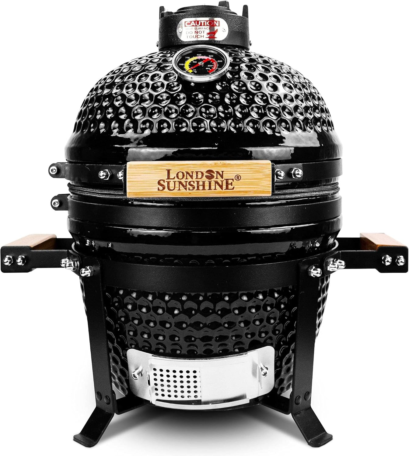 Ceramic BBQ Charcoal Kamado Grill 13 inch Portable Tabletop BBQ Grill with Stainless Steel Grates Black, Black