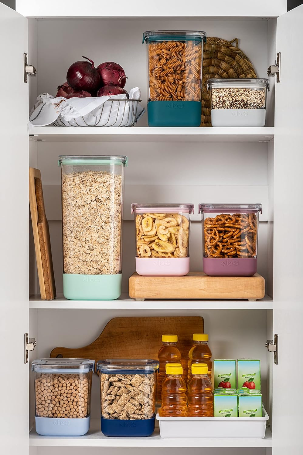 Ello Mixed Color Plastic Airtight Food Storage Canisters Set of 5