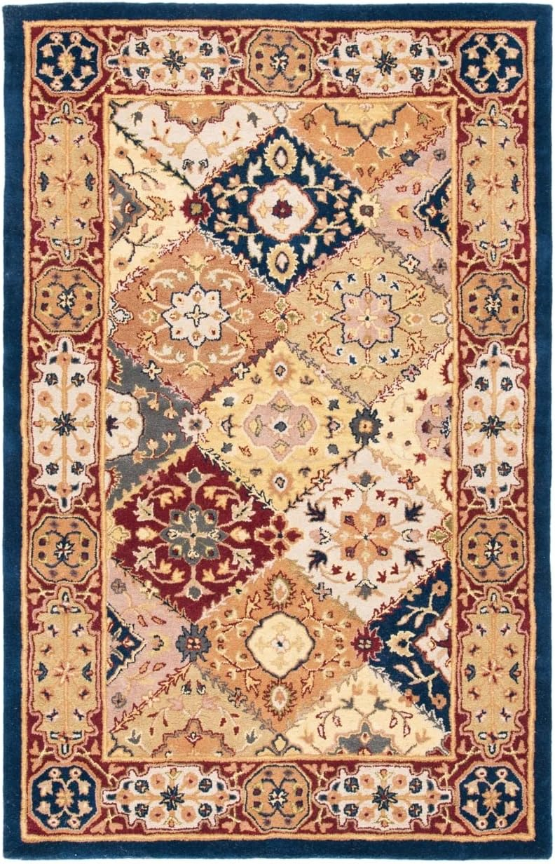 Heritage Multi/Red 4 ft. x 6 ft. Floral Border Area Rug