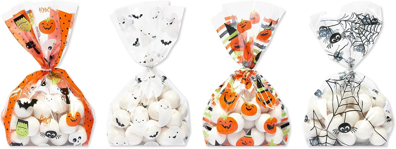 American Greetings 12" Medium Halloween Goodie Bags, Ghosts (120-Count)