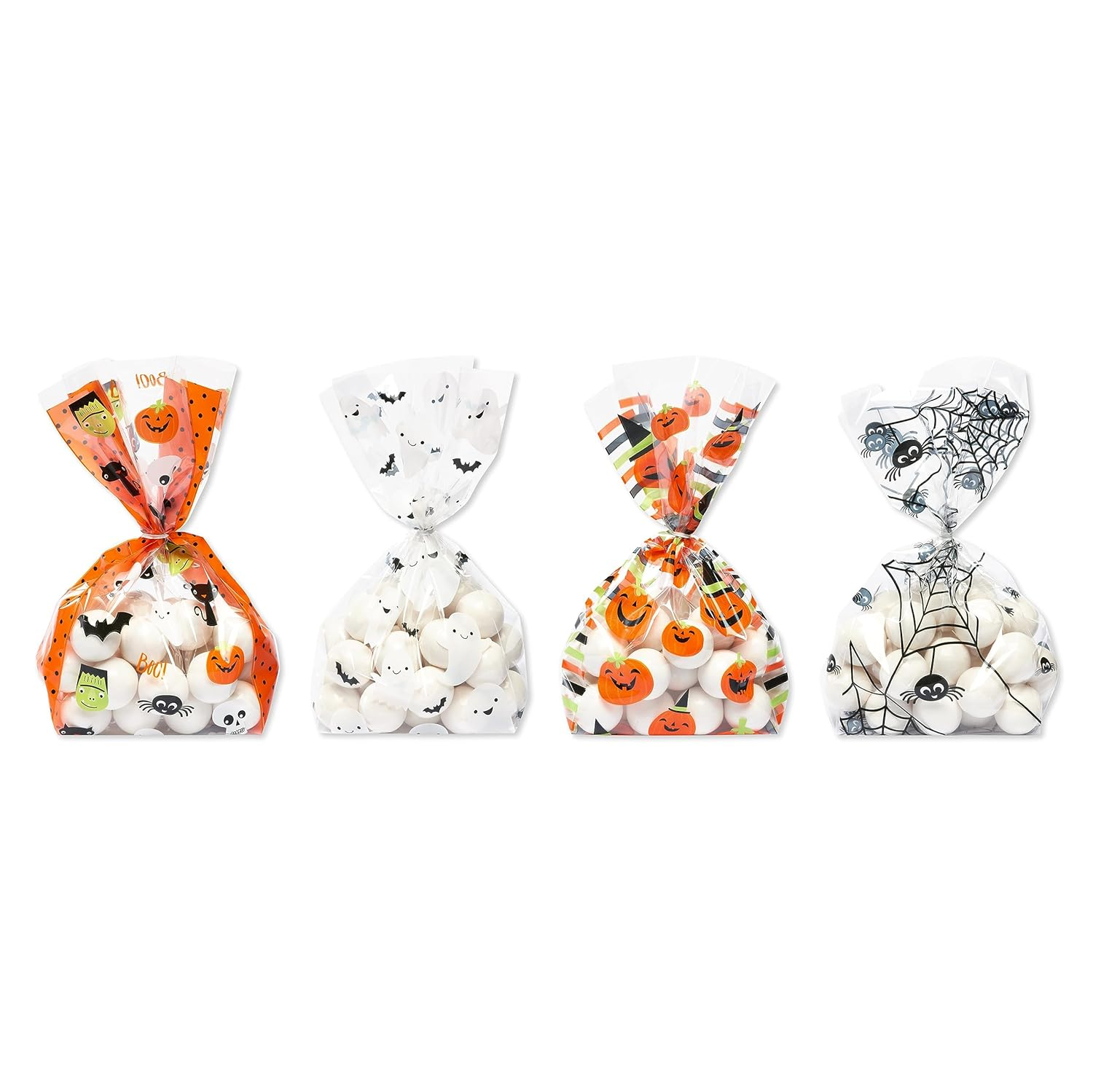 American Greetings 12" Medium Halloween Goodie Bags, Ghosts (120-Count)