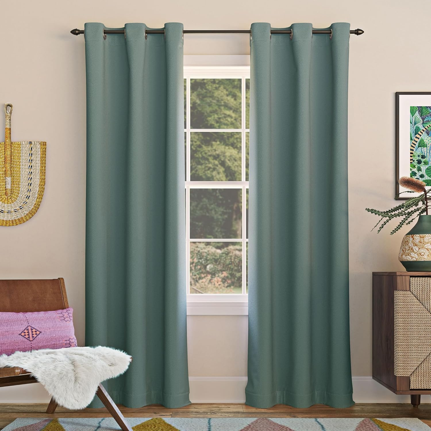 Sun Zero Easton Energy Saving Blackout Grommet Curtain Panel, 40" x 84", Mineral