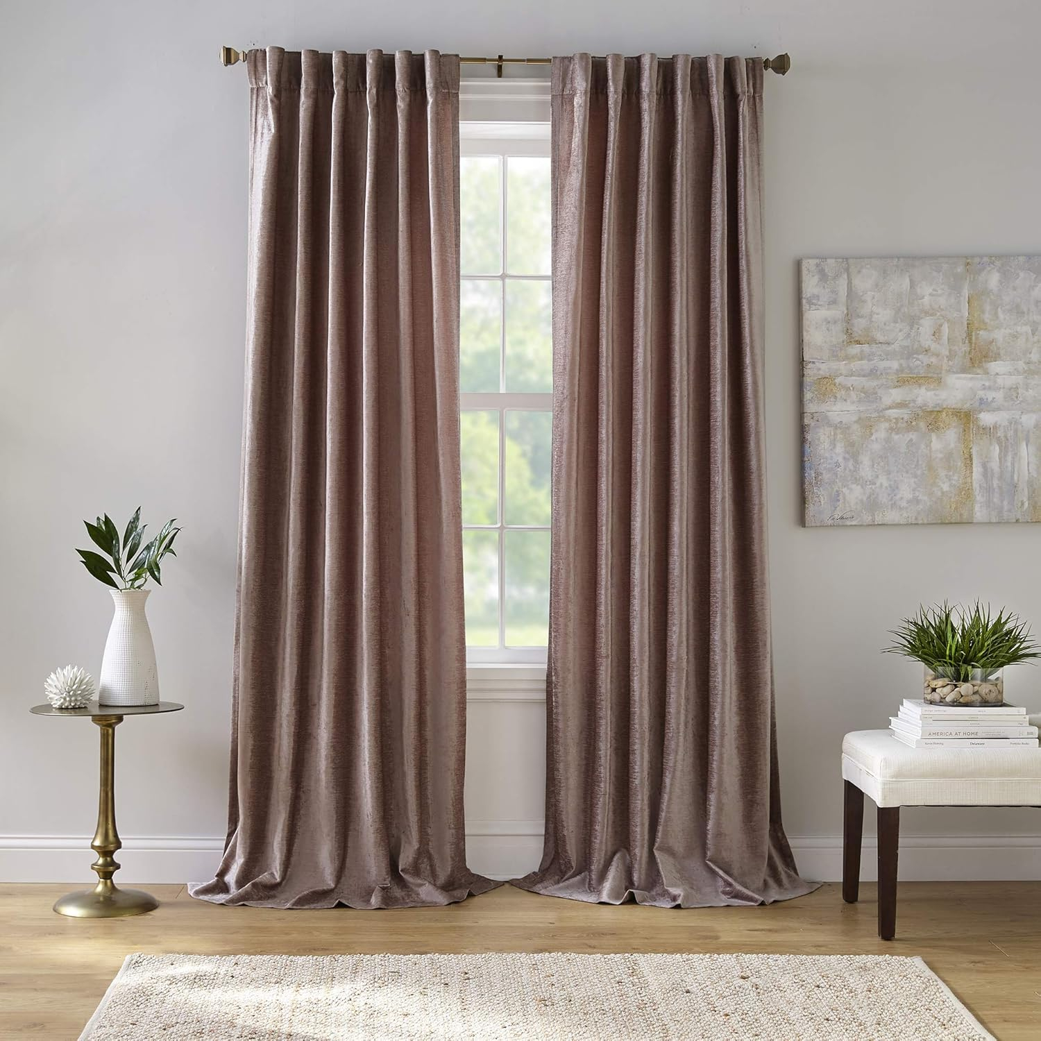 Carnaby Rustic Vogue Distressed Velvet Single Window Curtain Panel - Elrene Home Fashions