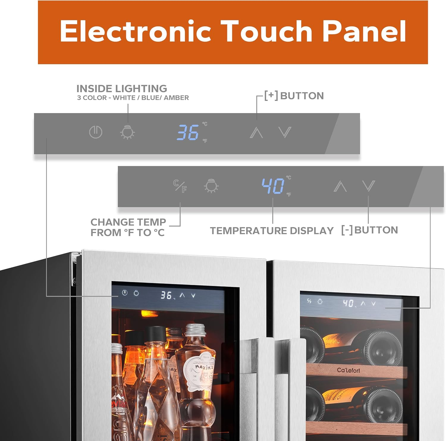 Ca'Lefort 24 Inch Dual Zone Stainless Steel Wine and Beverage Refrigerator