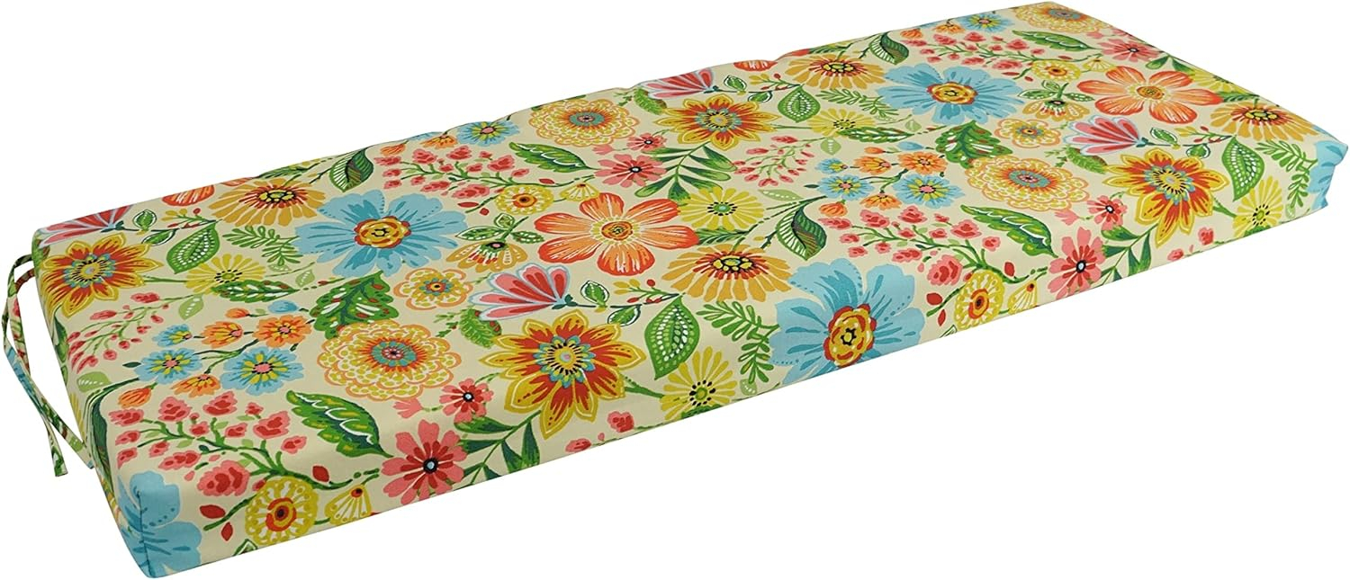 Blazing Needles 54-inch by 19-inch Patterned Outdoor Spun Polyester Bench Cushion 954X19-REO-60
