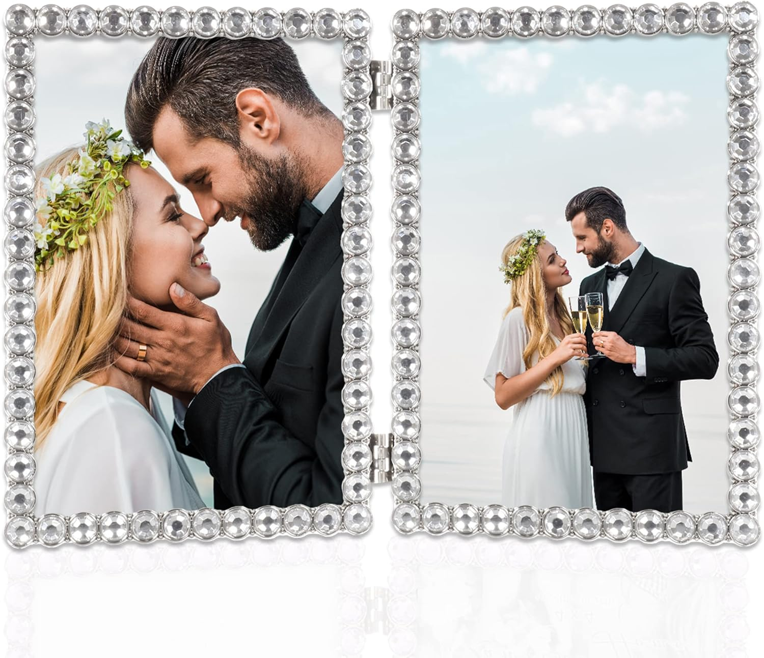 4x6 Silver Metal Sparkle Double Frame - Clear Brilliance