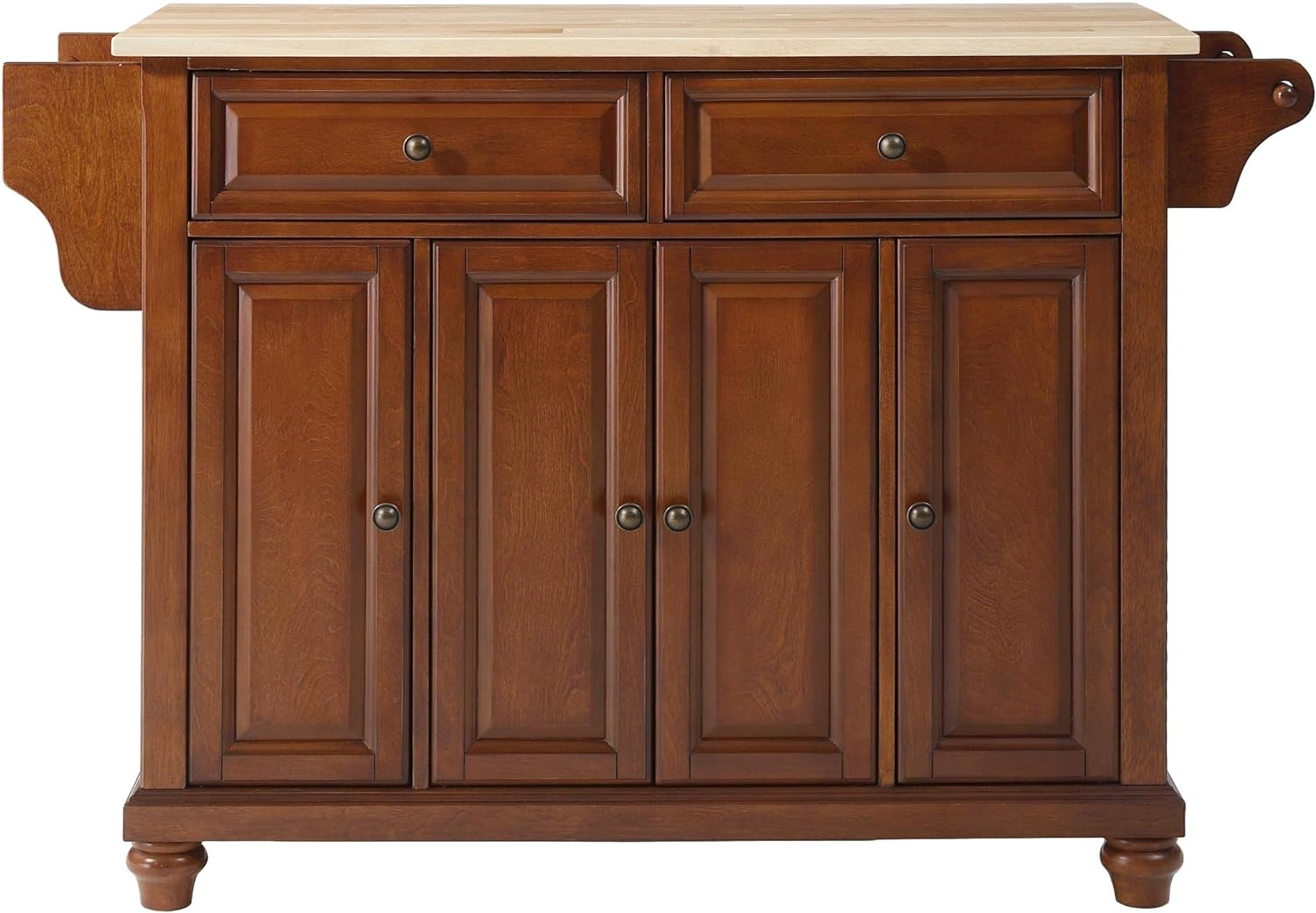 Crosley Furniture Cambridge Natural Wood Top Kitchen Island in Cherry