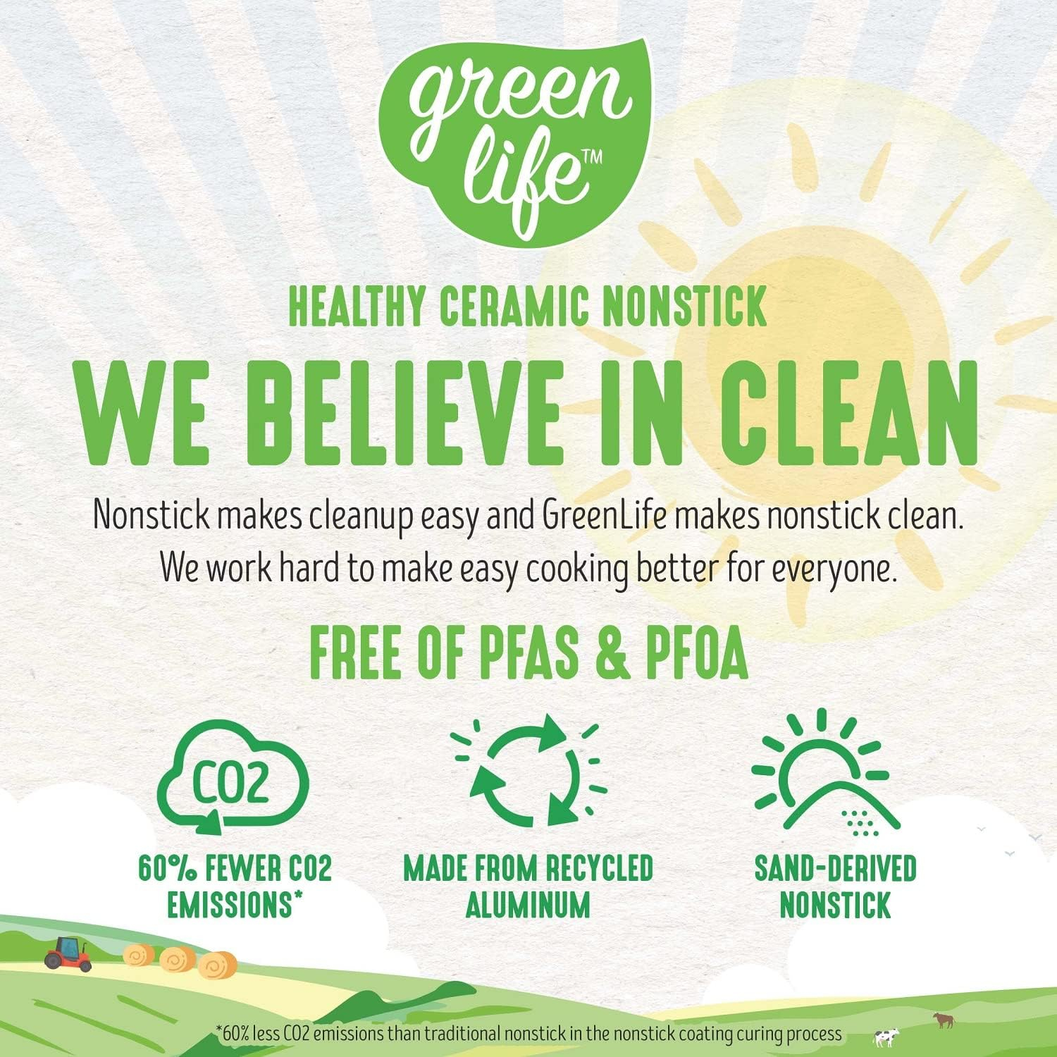 GreenLife Artisan Healthy Ceramic Nonstick, 12 Piece Cookware Pots and Pans Set, Stainless Steel Handle, PFAS-Free, Dishwasher Safe, Oven Safe, Yellow