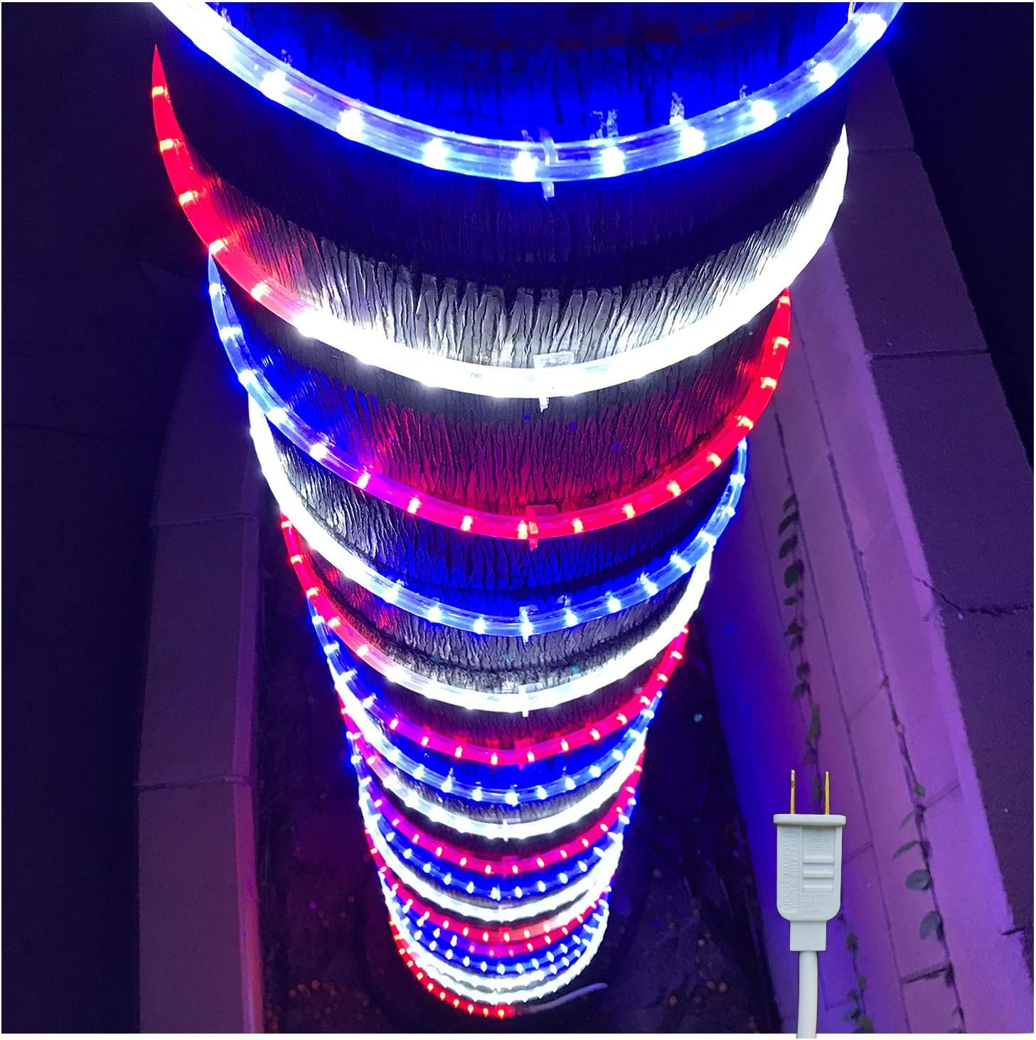 Russell Decor 30ft/9m Led Rope Lights Lamps Kit Indoor Outdoor Decorative Lighting for Patriotic 4th of July Memorial Day Decor Party Trees Patio Deck Flexible String Tube Lights- Blue Red White