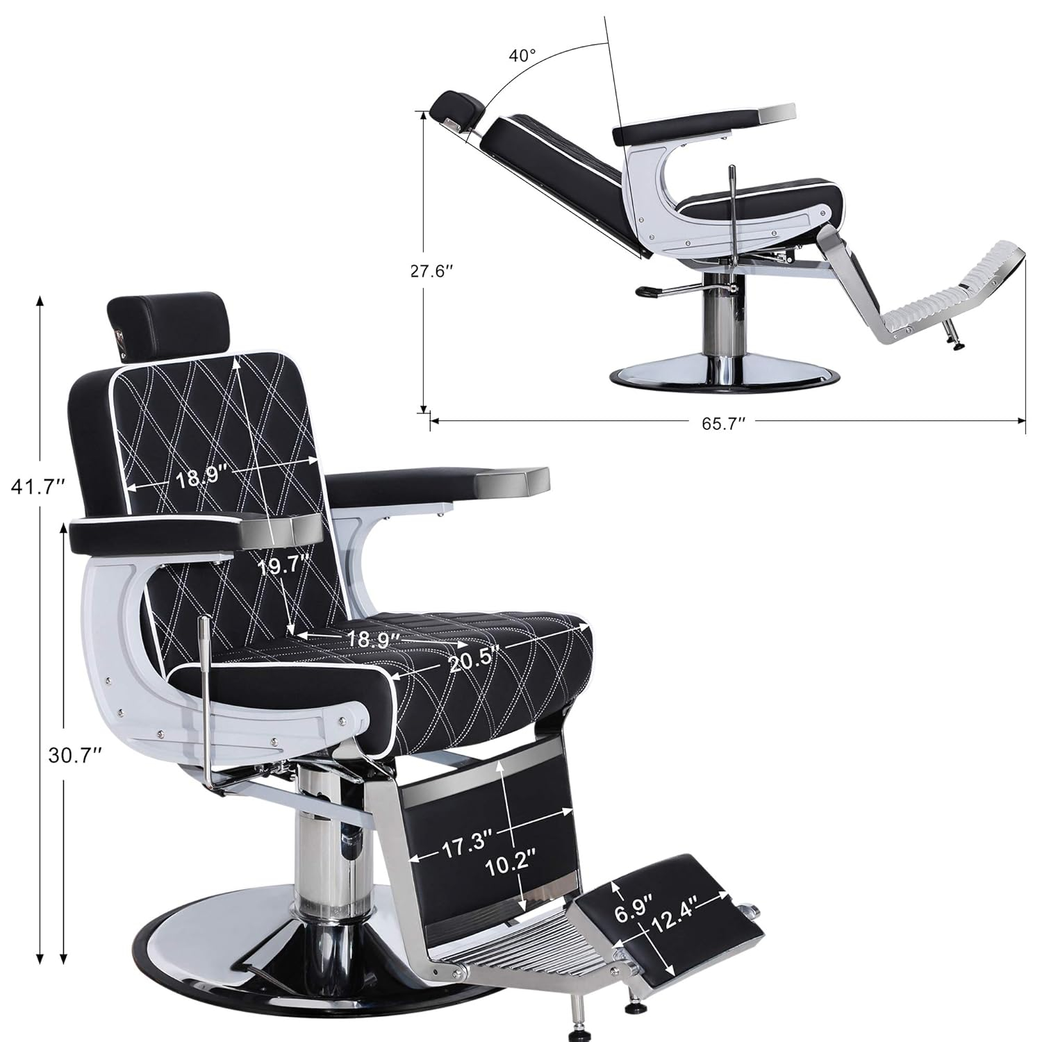 BarberPub Vintage Barber Chair Recline Salon Beauty Spa Shampoo Black 3825