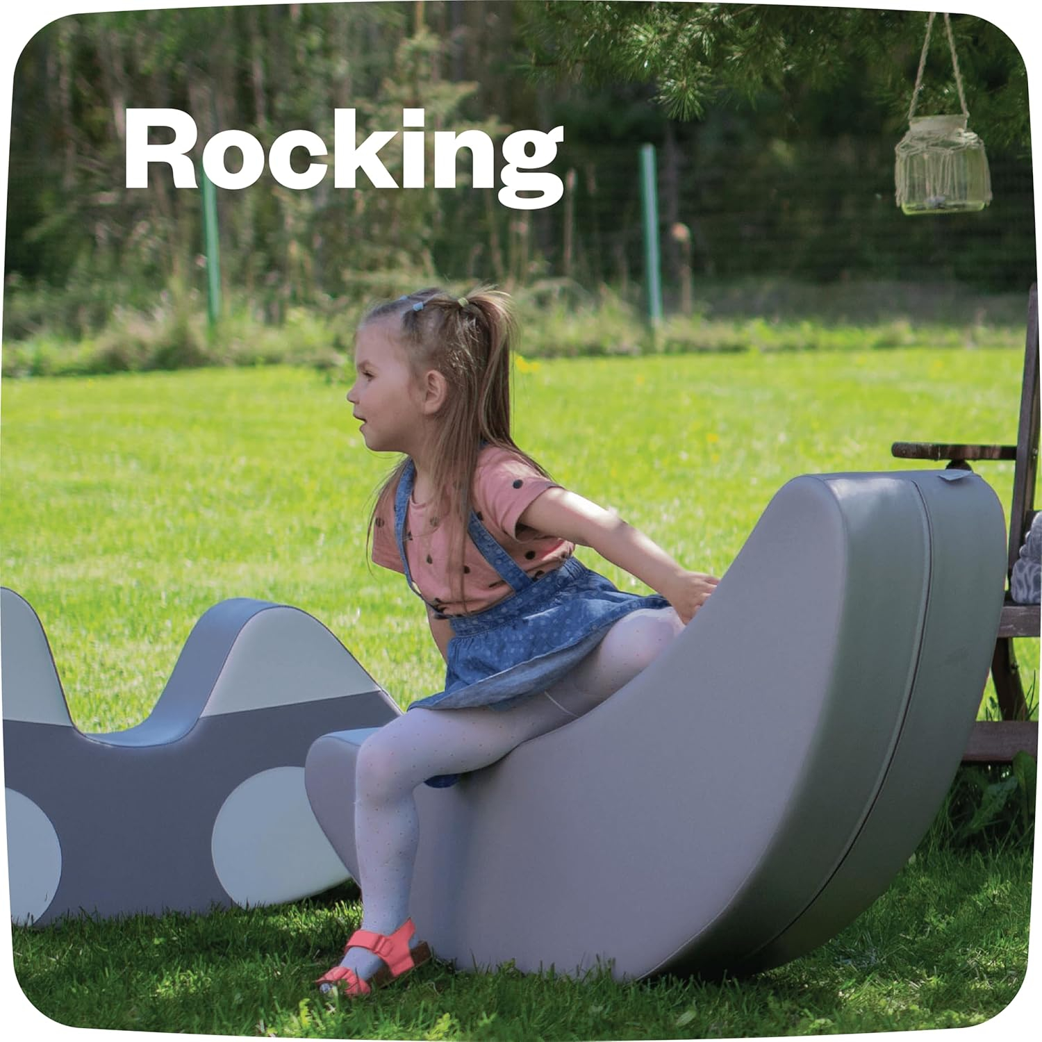 IGLU Soft Play Rocker Banana Shape Large Rocking Horse Hobby Toy for Kids Age 1-7 Montessori Open Ended Play (Grey)