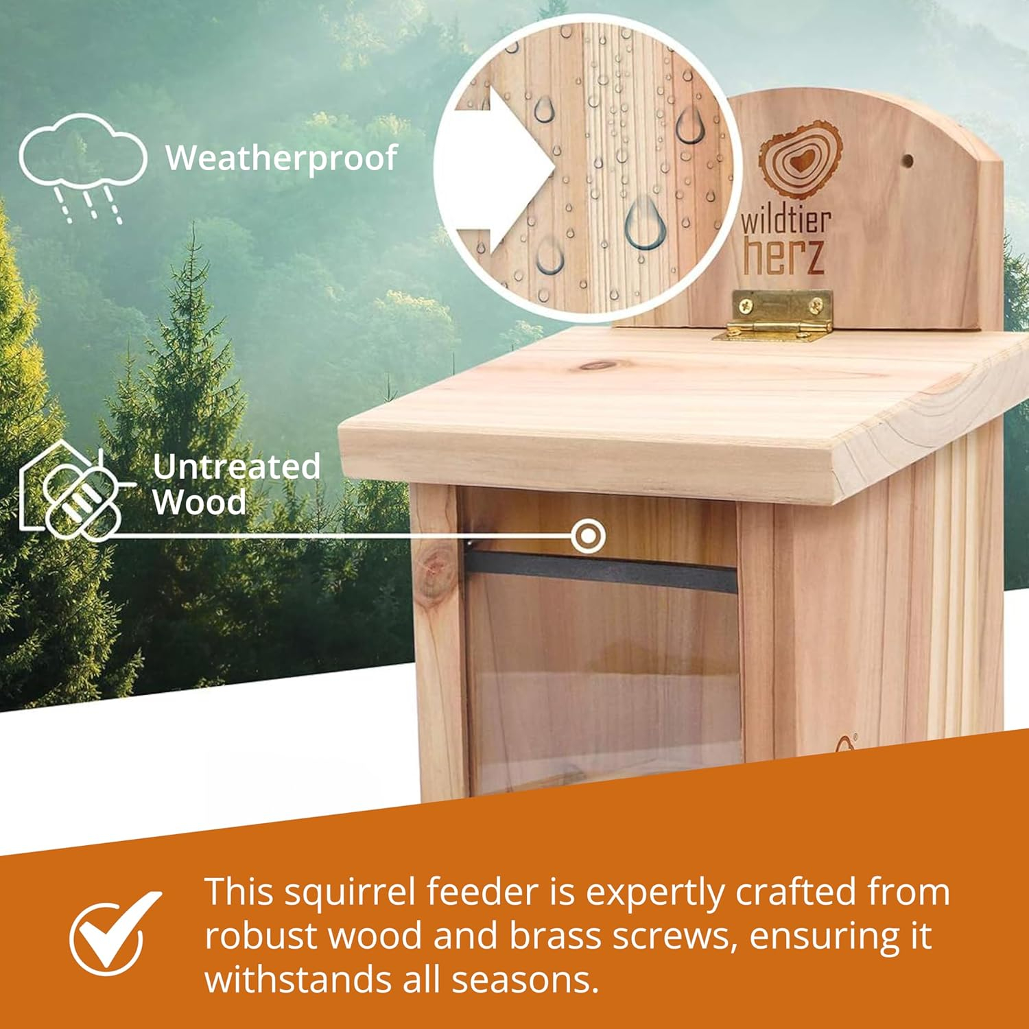 Wildlife Heart Squirrel Feeding House | Weatherproof | Solid Wood Construction | Squirrel Nest and Feeder | Ideal for Squirrels
