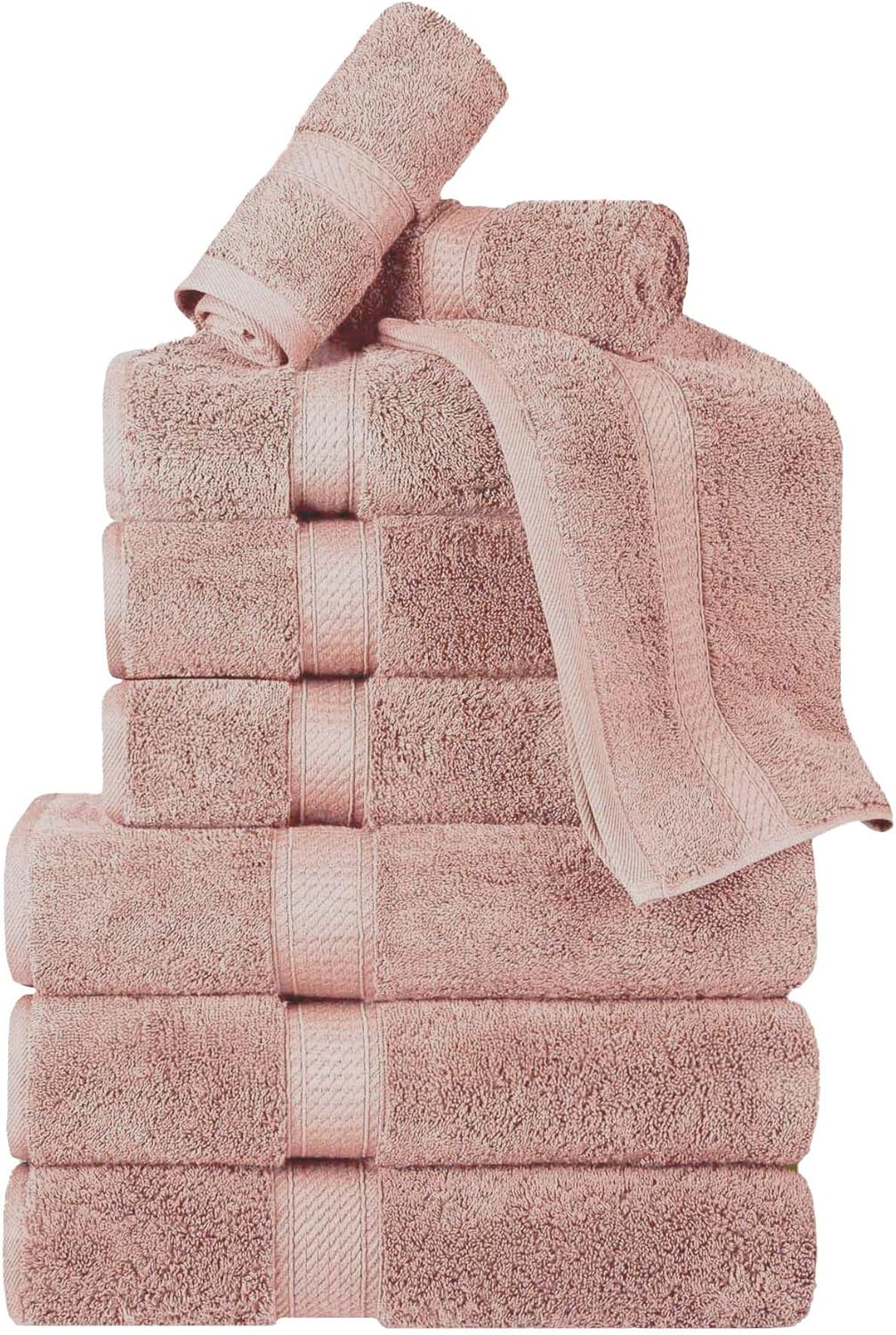 Superior Egyptian Cotton Heavyweight 9-Piece Towel Set, Muted Mauve