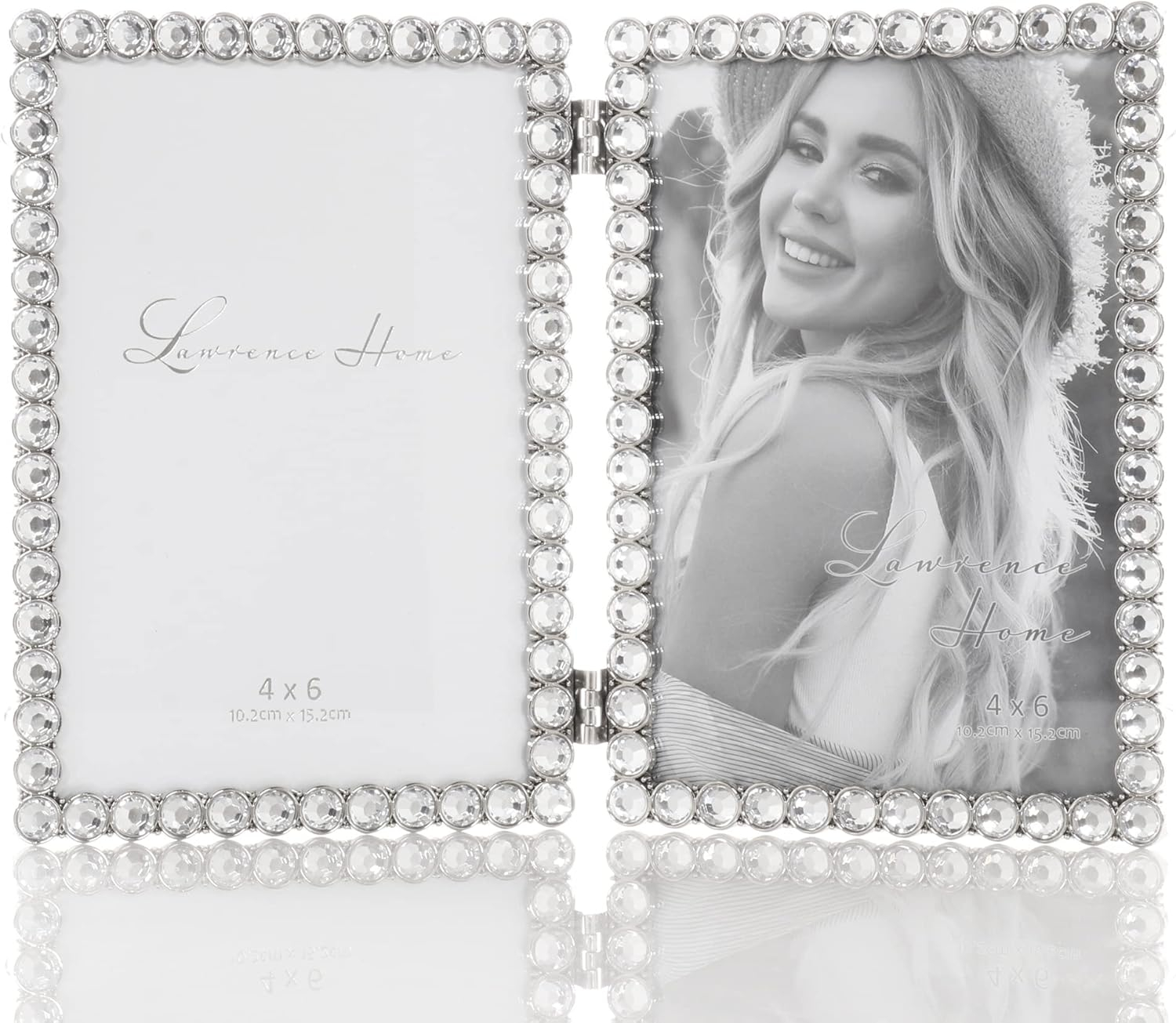 4x6 Silver Metal Sparkle Double Frame - Clear Brilliance