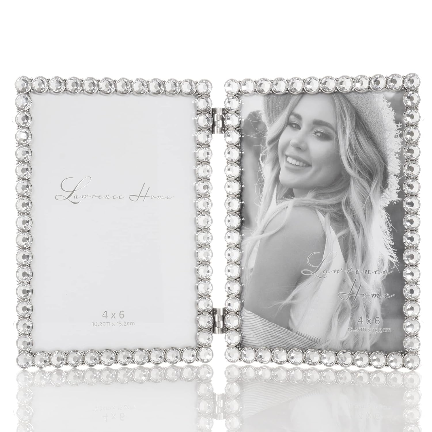 4x6 Silver Metal Sparkle Double Frame - Clear Brilliance