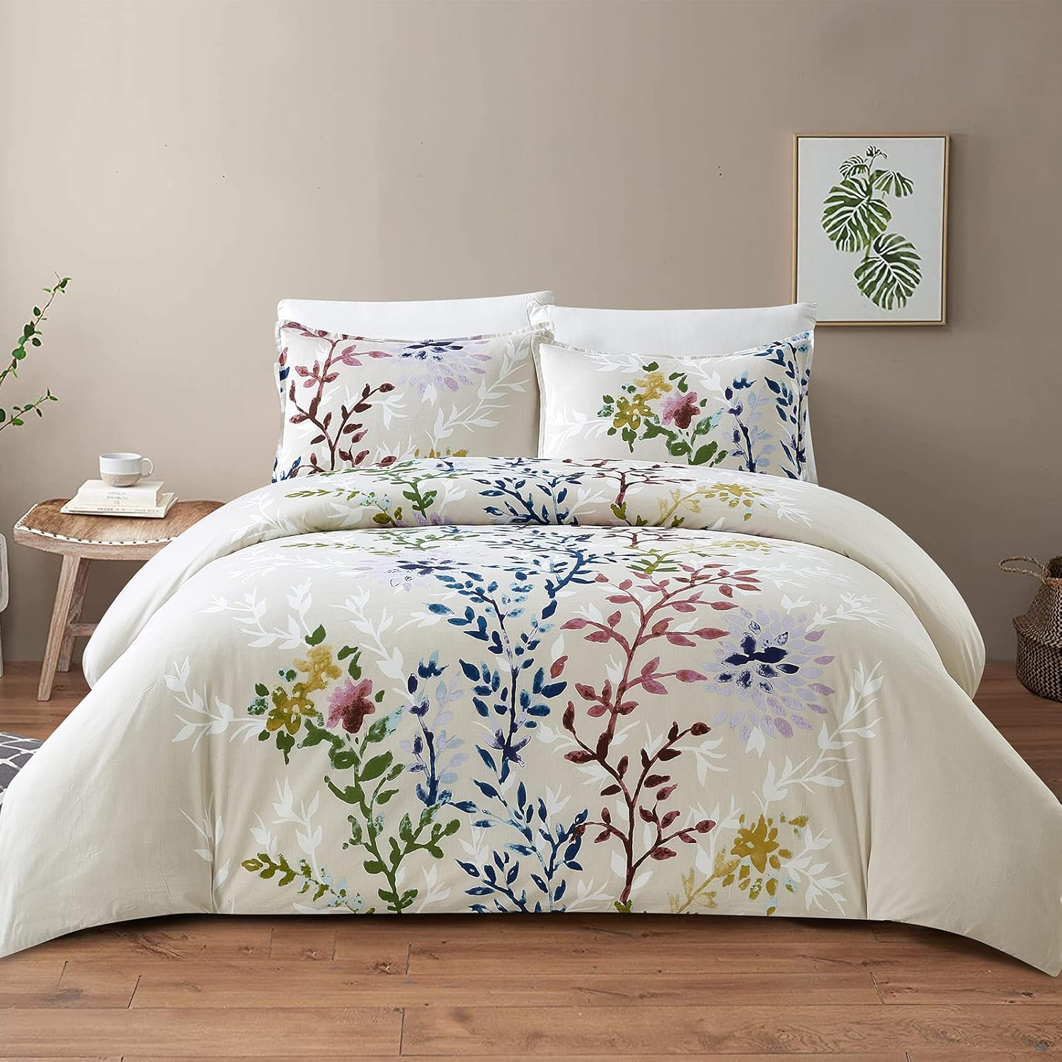 Blue and White Damask Queen Size Microfiber Duvet Cover Set