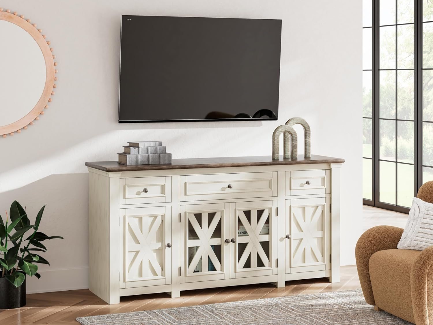 Ashley Furniture Bolanburg White & Weathered Gray 73" TV Stand for TVs up to 83"