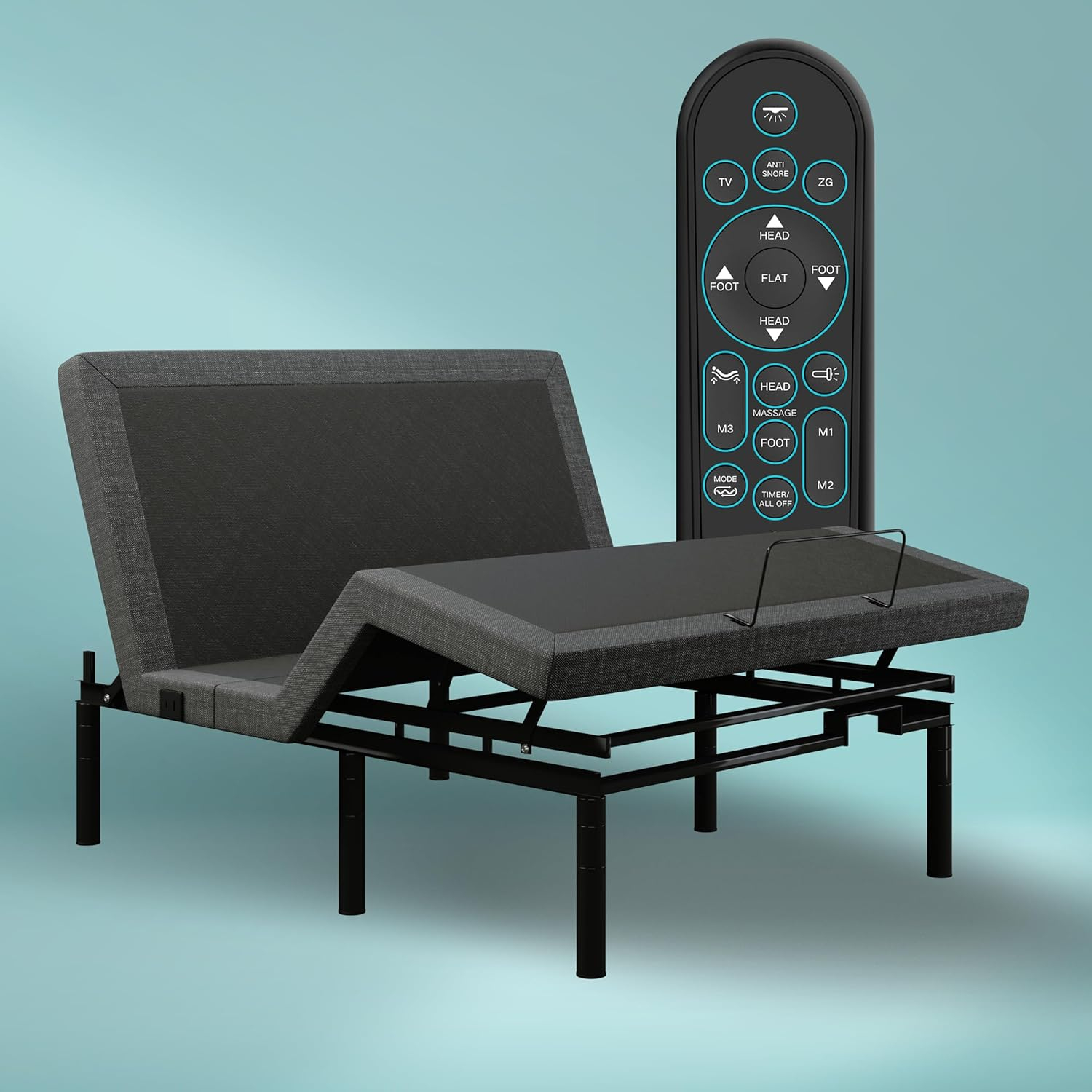 Gray Adjustable Queen Metal Frame Bed with Wireless Remote