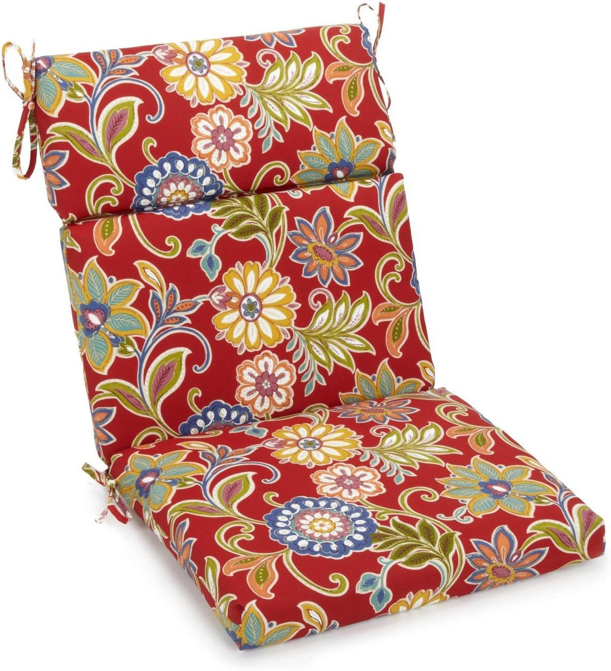Blazing Needles Spun Polyester Outdoor Squared Seat/Back Chair Cushion-Color:Alinea Pompeii