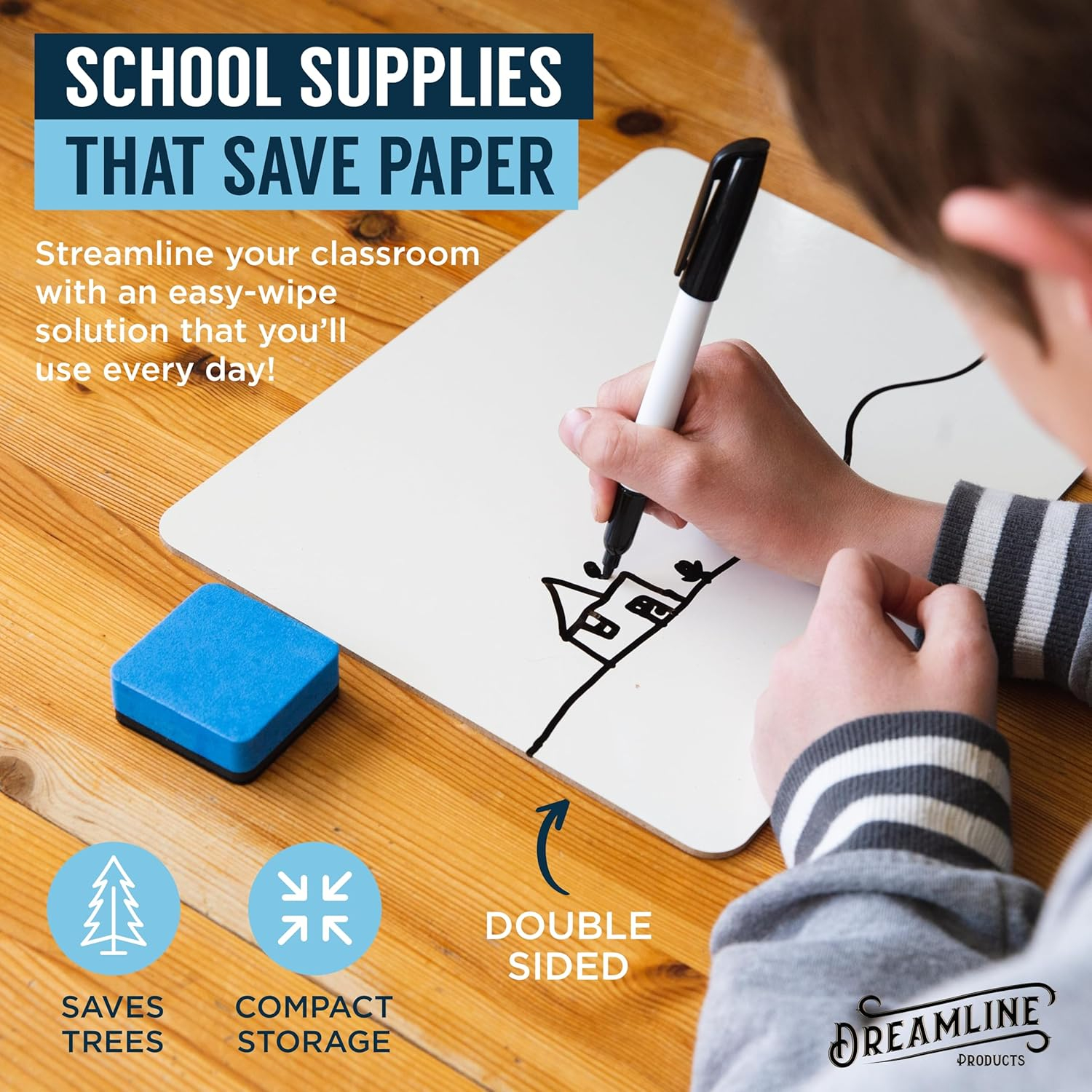 Dry Erase Lapboards Student Pack of 30 | 9 x 12 inch Double Sided White Boards (Plus Accessories) | Small Mini White Dry Erase Boards for Students Whiteboards, Teacher Supplies, Classroom