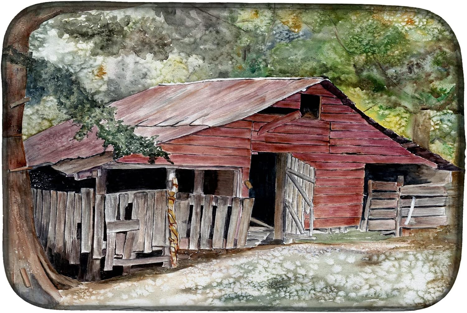 Carolines Treasures 8740DDM Old Barn Dish Drying Mat 14 x 21" multicolor