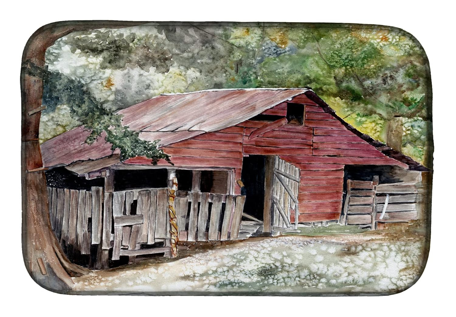 Carolines Treasures 8740DDM Old Barn Dish Drying Mat 14 x 21" multicolor