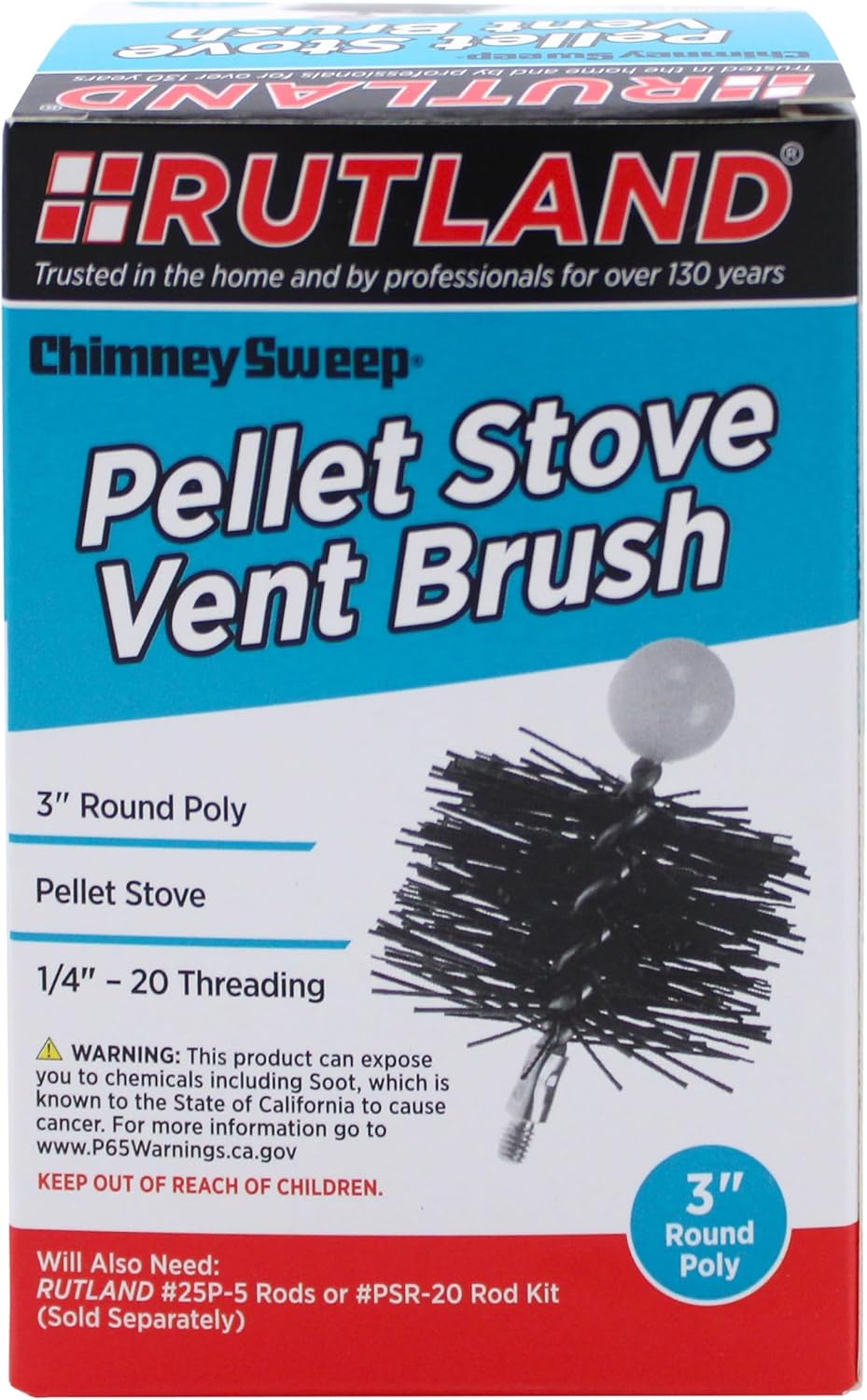 Rutland Round Poly Pellet Stove Vent Brush