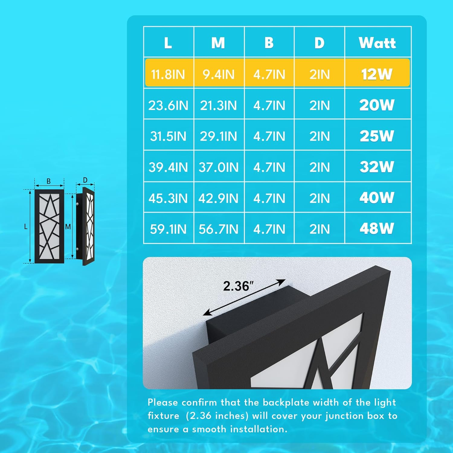 Outdoor Wall Lights 11.8inch Modern Outdoor Wall Sconce LED Long Wall Sconces Black Front Porch Light Waterproof Led Wall Light IP67 3000K Exterior Lighting fixtures